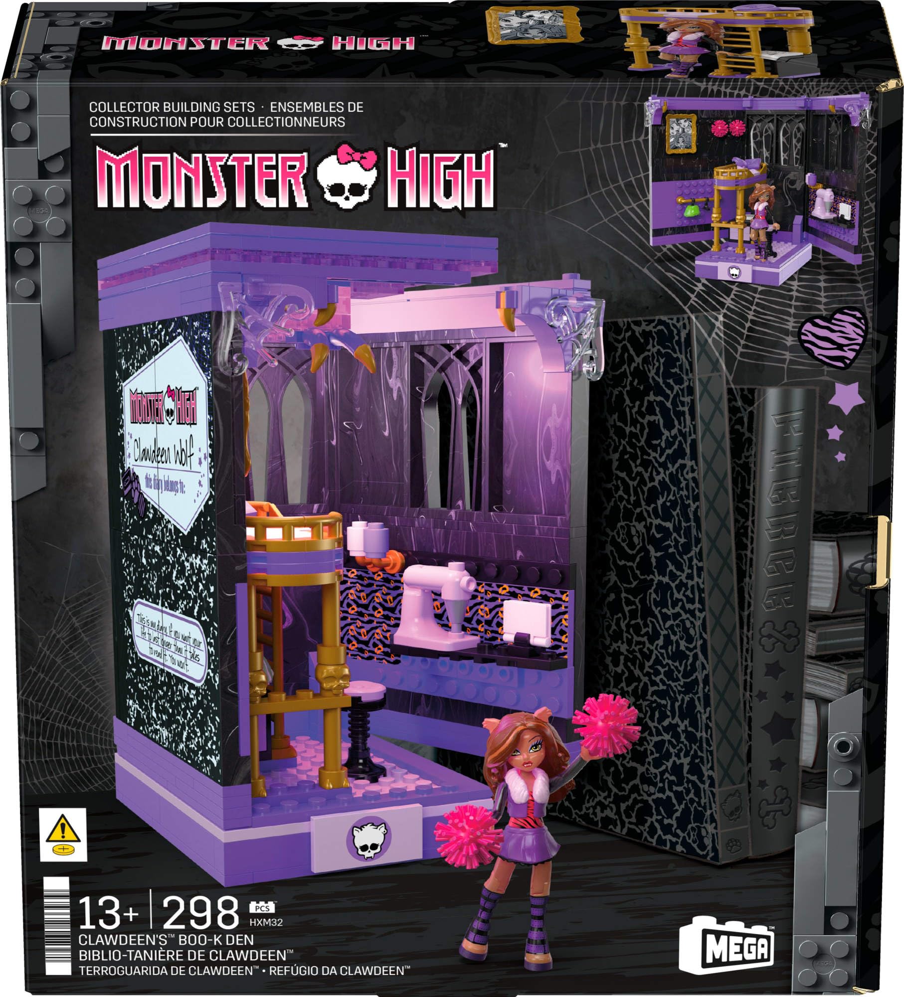 MEGA Monster High Clawdeen's Boo-k Den Building Set with 299 Pieces 6