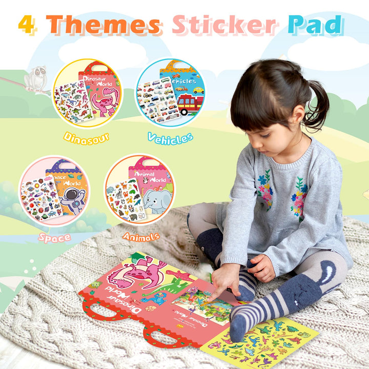 GUYUCOM 4 Pack Reusable Sticker Books for Toddlers - Jelly Texture Educational Playset