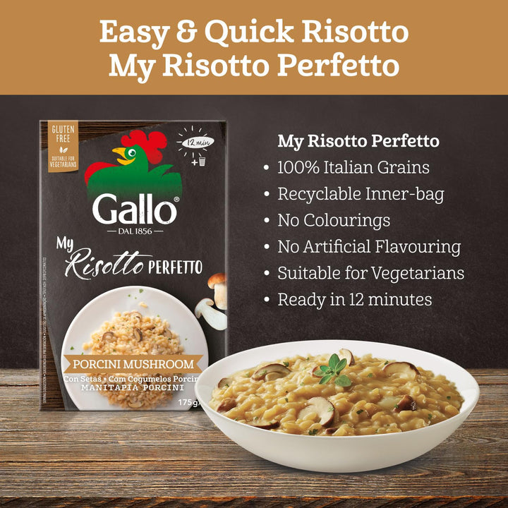 Riso Gallo - My Risotto Perfetto Vegan Porcini Mushroom, 175 g (Pack of 6)