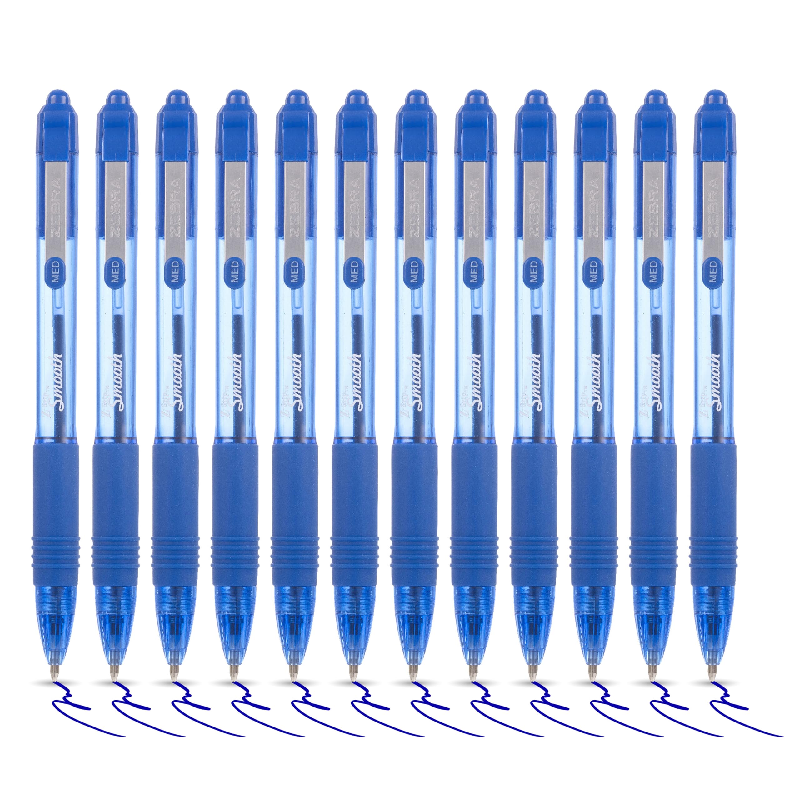 Zebra Pen Z-Grip Smooth Retractable Ballpoint Pen - 1.0mm Medium Point Blue Ink, 12-Pack