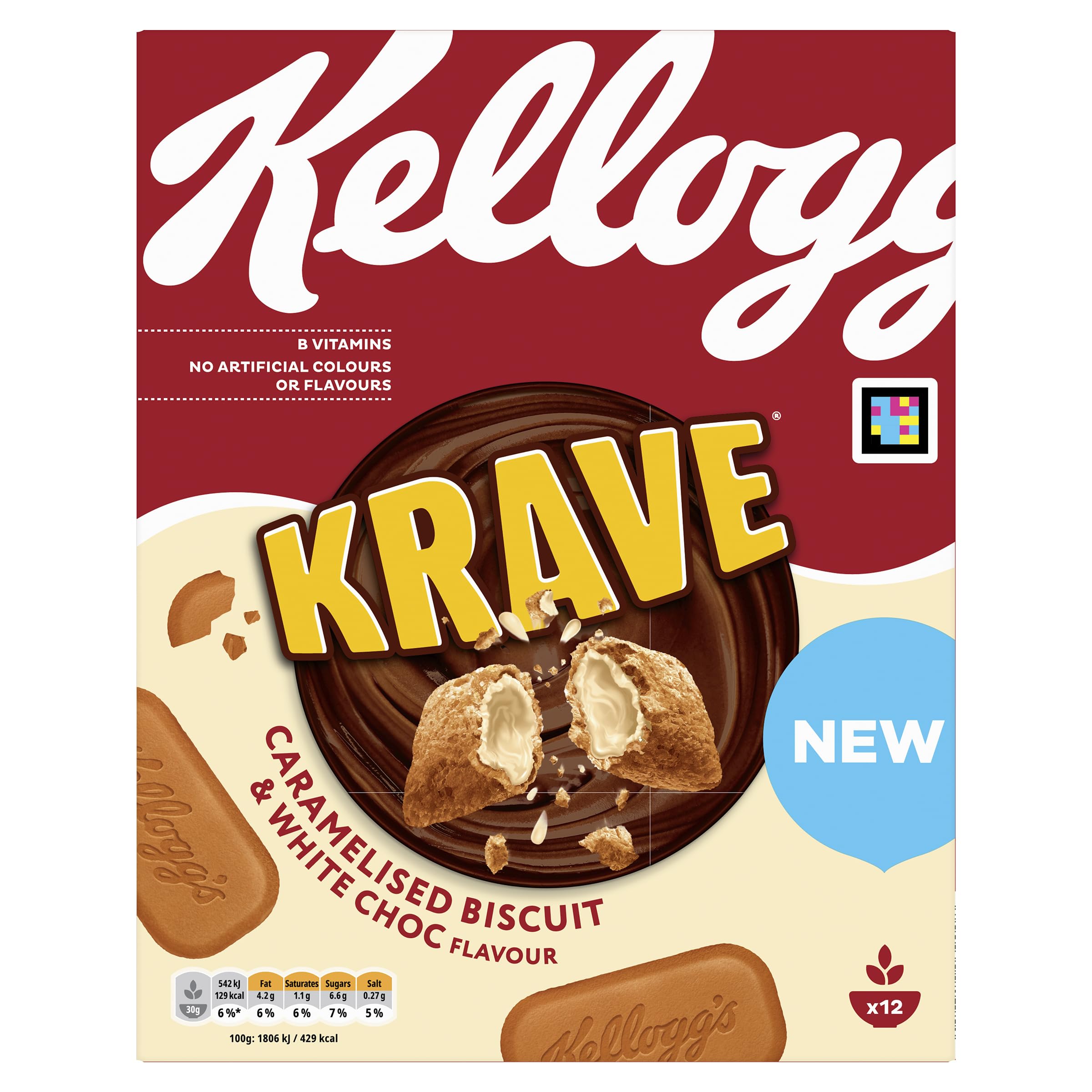 Kellogg's Krave Caramelised Biscuit Cold Cereal - White Chocolate Filling | 375g
