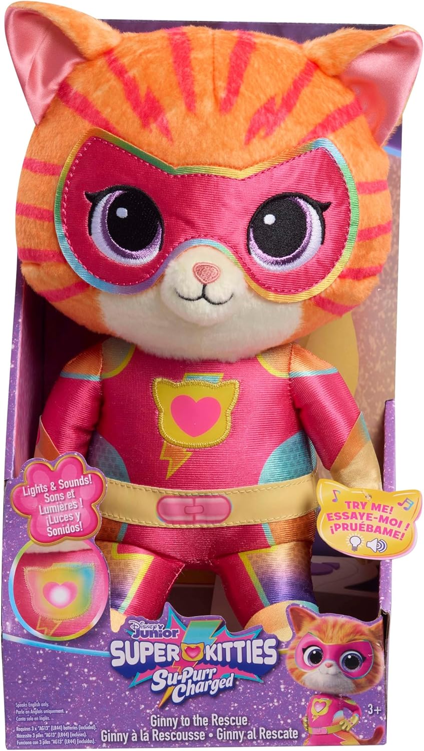 Disney Junior SuperKitties Su-Purr Charged Ginny Plush - Interactive Light-Up Toy with Sounds, 3+ Years 4