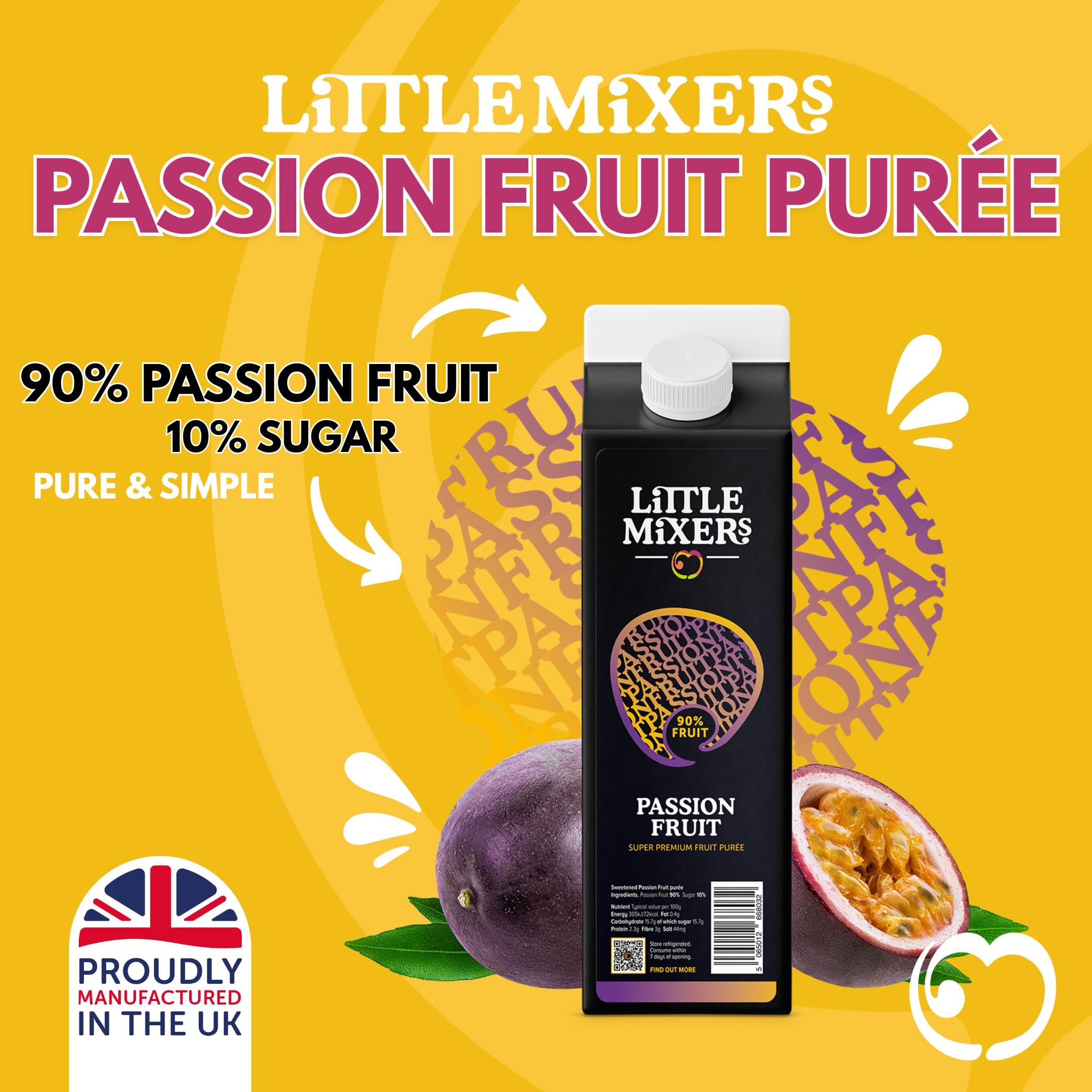 LITTLE MIXERS Passion Fruit Purée - 1L Carton | Cocktail & Dessert Mixer | Made in UK 2