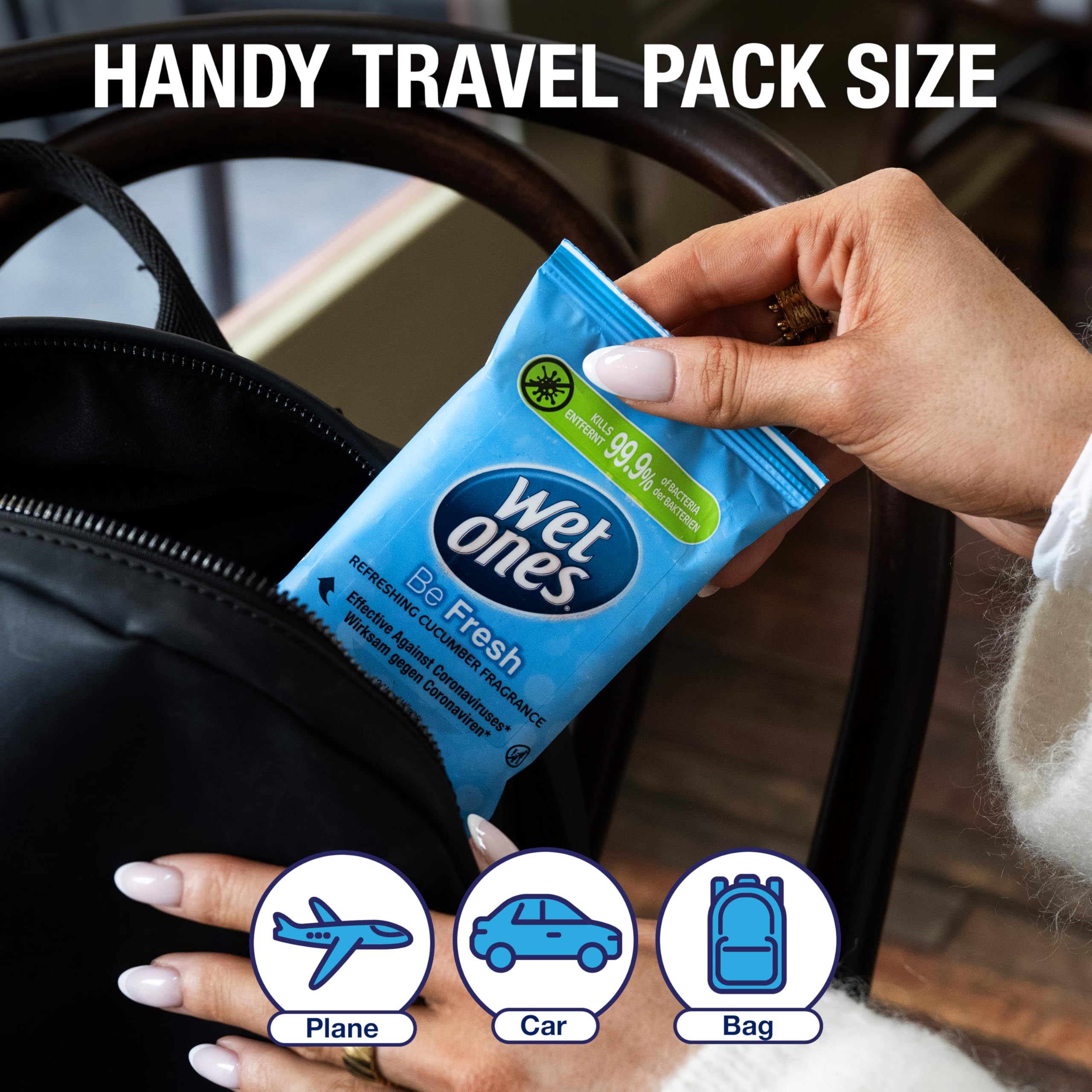 Wet Ones Plastic-Free Antibacterial Pocket Size Hand Wipes - Cucumber Scent | 12 Count Pack 5