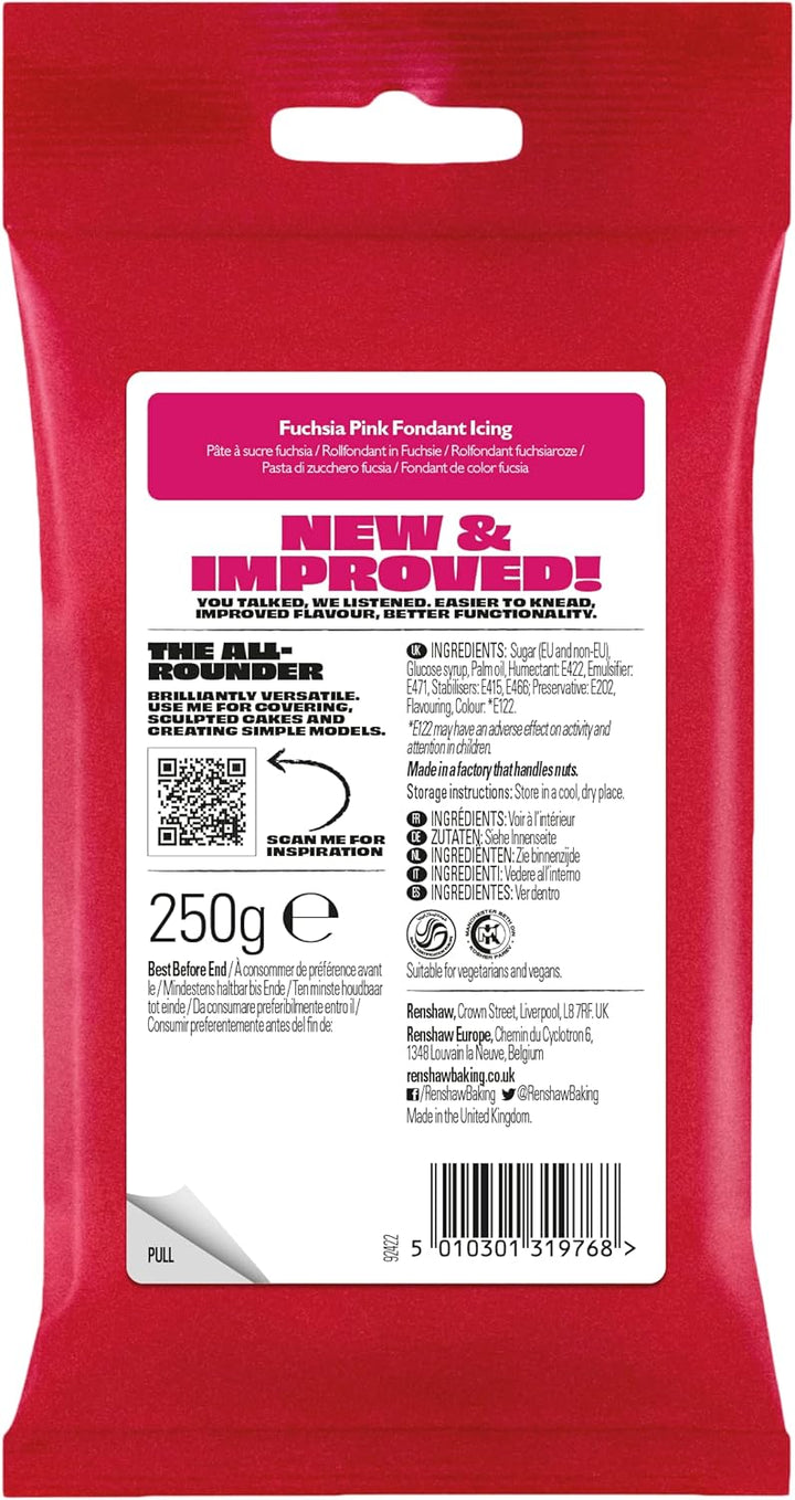 Renshaw - Just Roll With It Fondant Icing Fuschia Pink, 250g