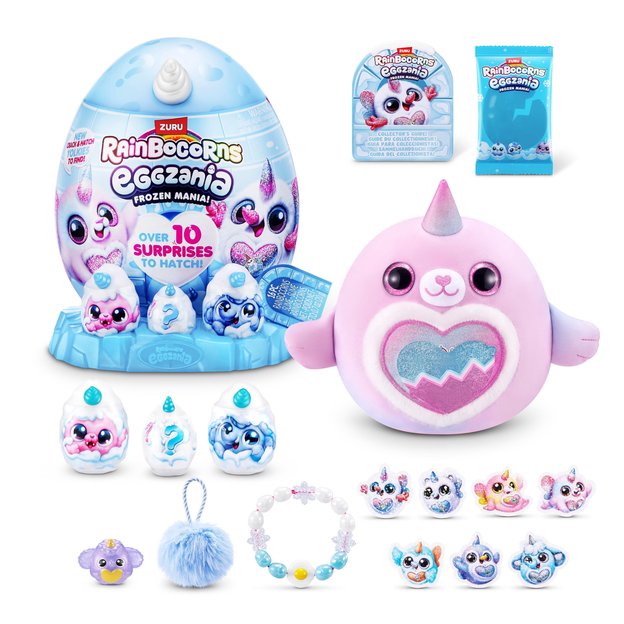 Rainbocorns Eggzania Frozen Mania - Collectible Plush Toy with 10+ Surprises, Glacia 1