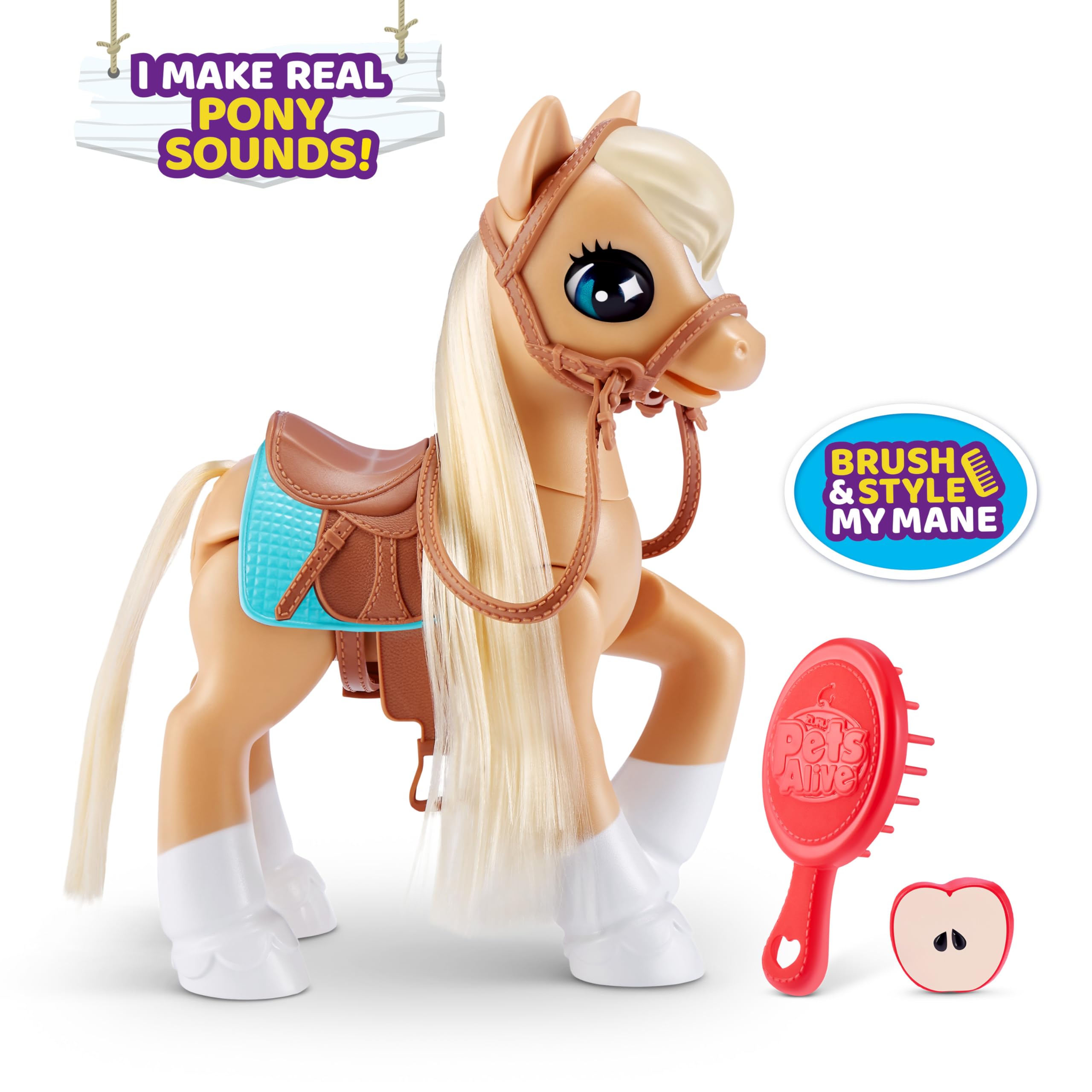 Pets Alive My Magical Pony Interactive Robotic Toy | 13 Ways to Play | Includes Stable, Brush, Apple 2