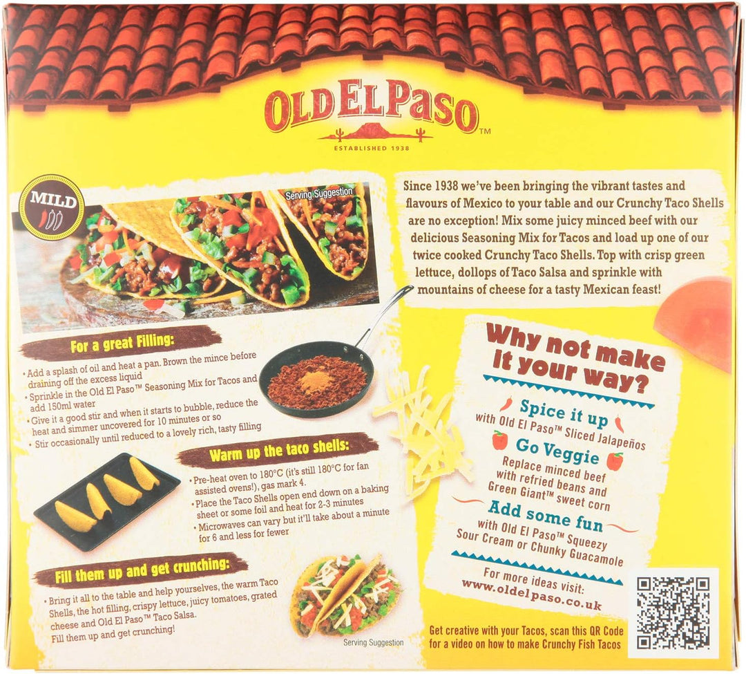 Old El Paso Original Hard and Crunchy Taco Shells 156 g (Pack of 8)