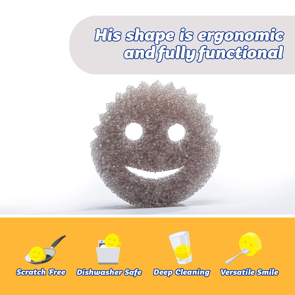 Scrub Daddy Sponge - Washing Up, Dish & Kitchen Cleaning Sponge, Grey