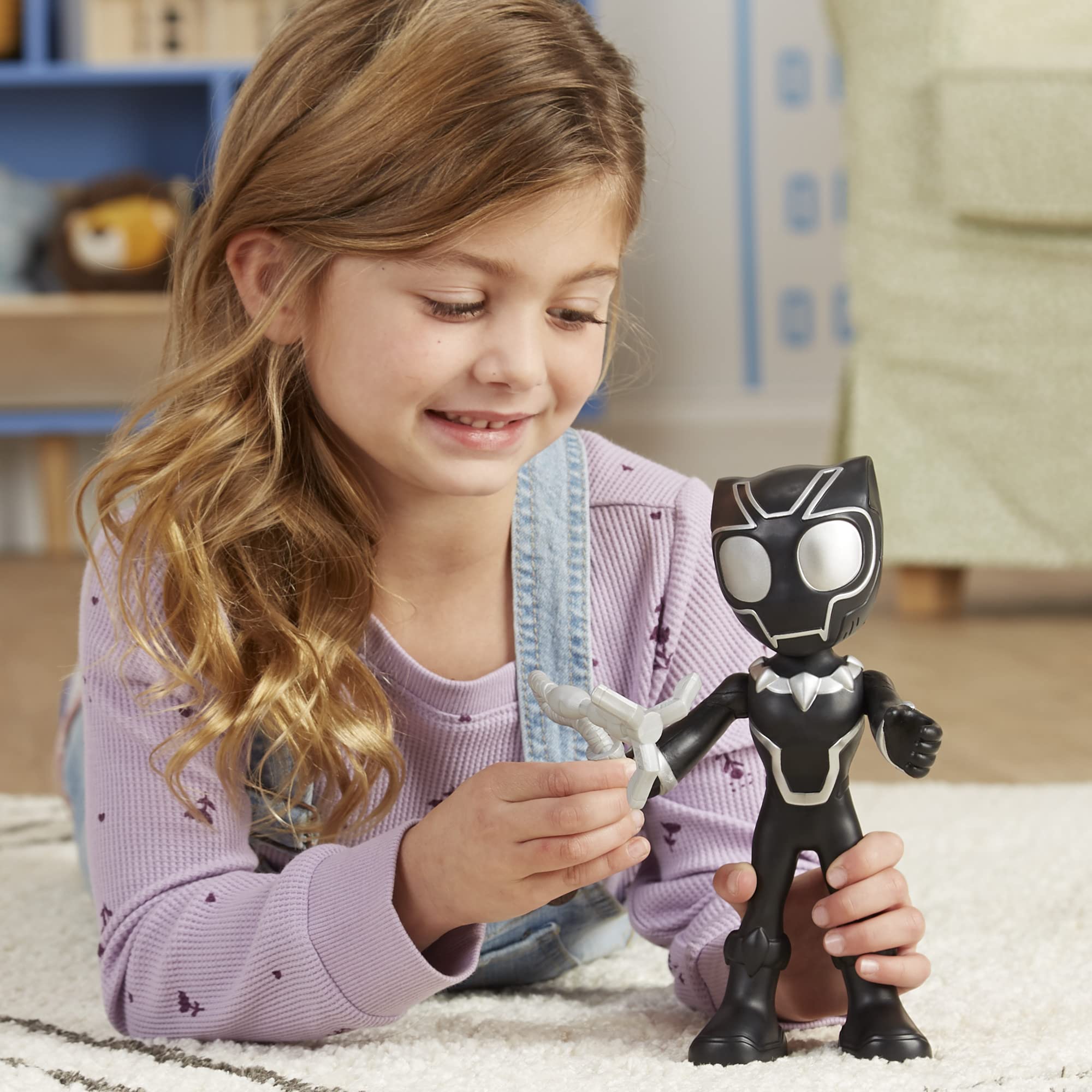SPIDEY AND HIS AMAZING FRIENDS Black Panther Action Figure - 22.5 cm | Poseable | Includes Grappling Hook 3