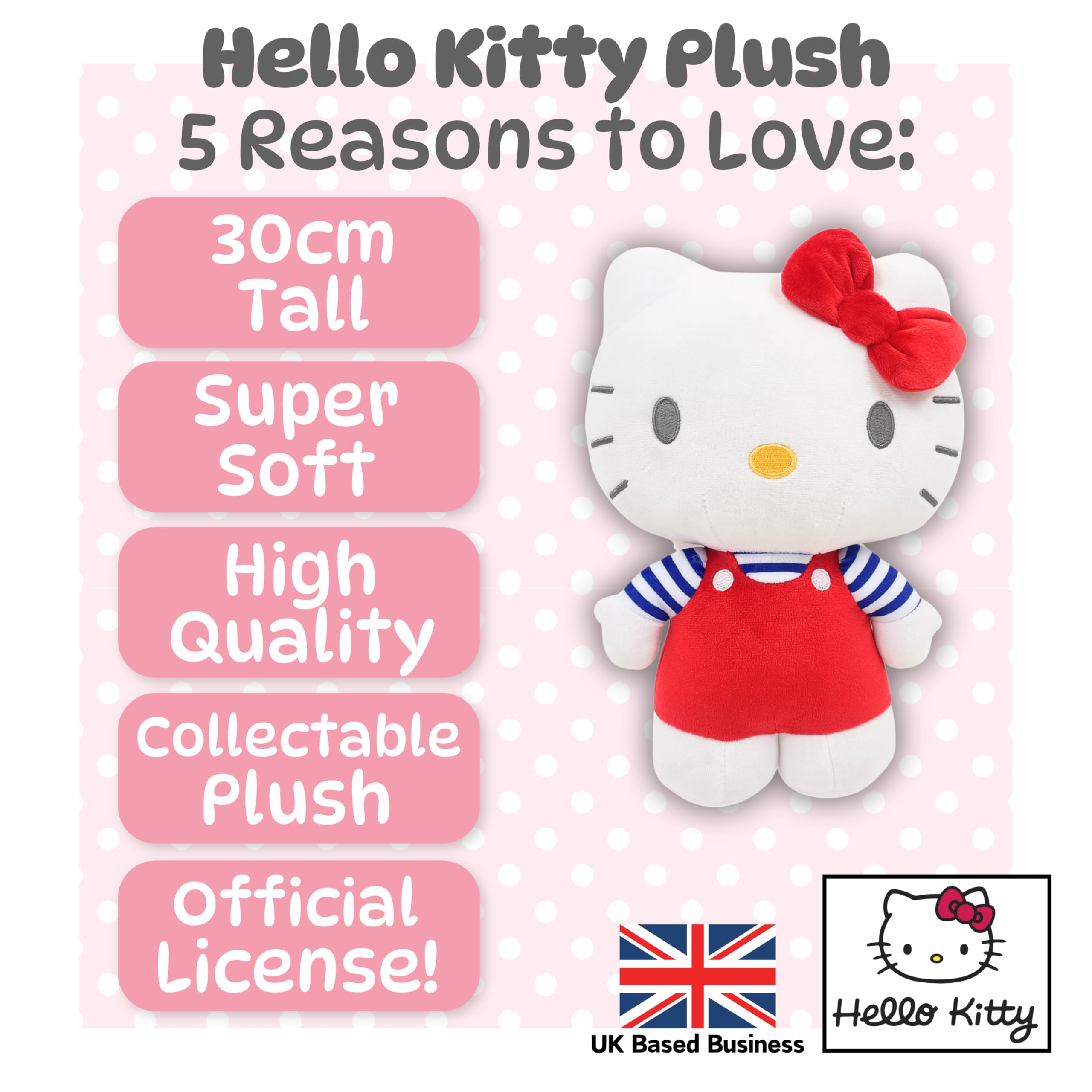 Hello Kitty Official Plush - 30 CM Large Standing Red 2