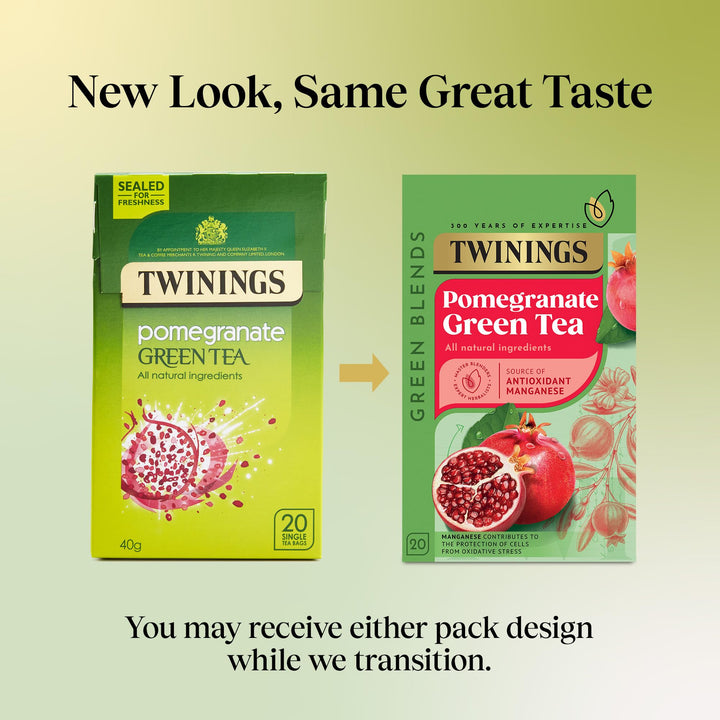 Twinings Green Tea & Pomegranate 80 Tea Bags (Multipack of 4 x 20 Bags)