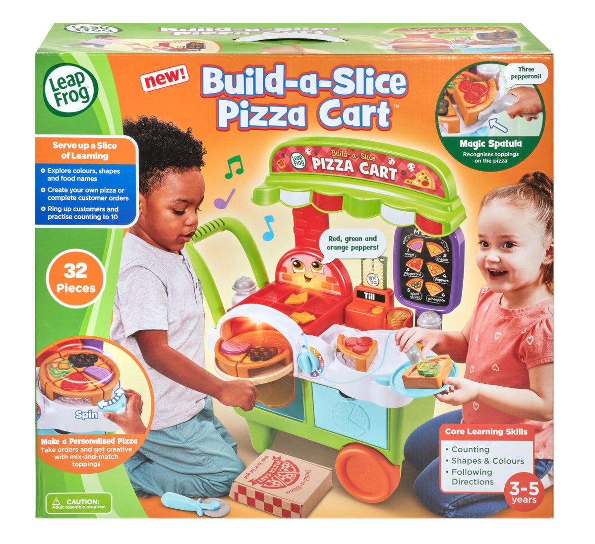 LeapFrog Build-a-Slice Pizza Cart - English, 30+ Pieces, Ages 3+
