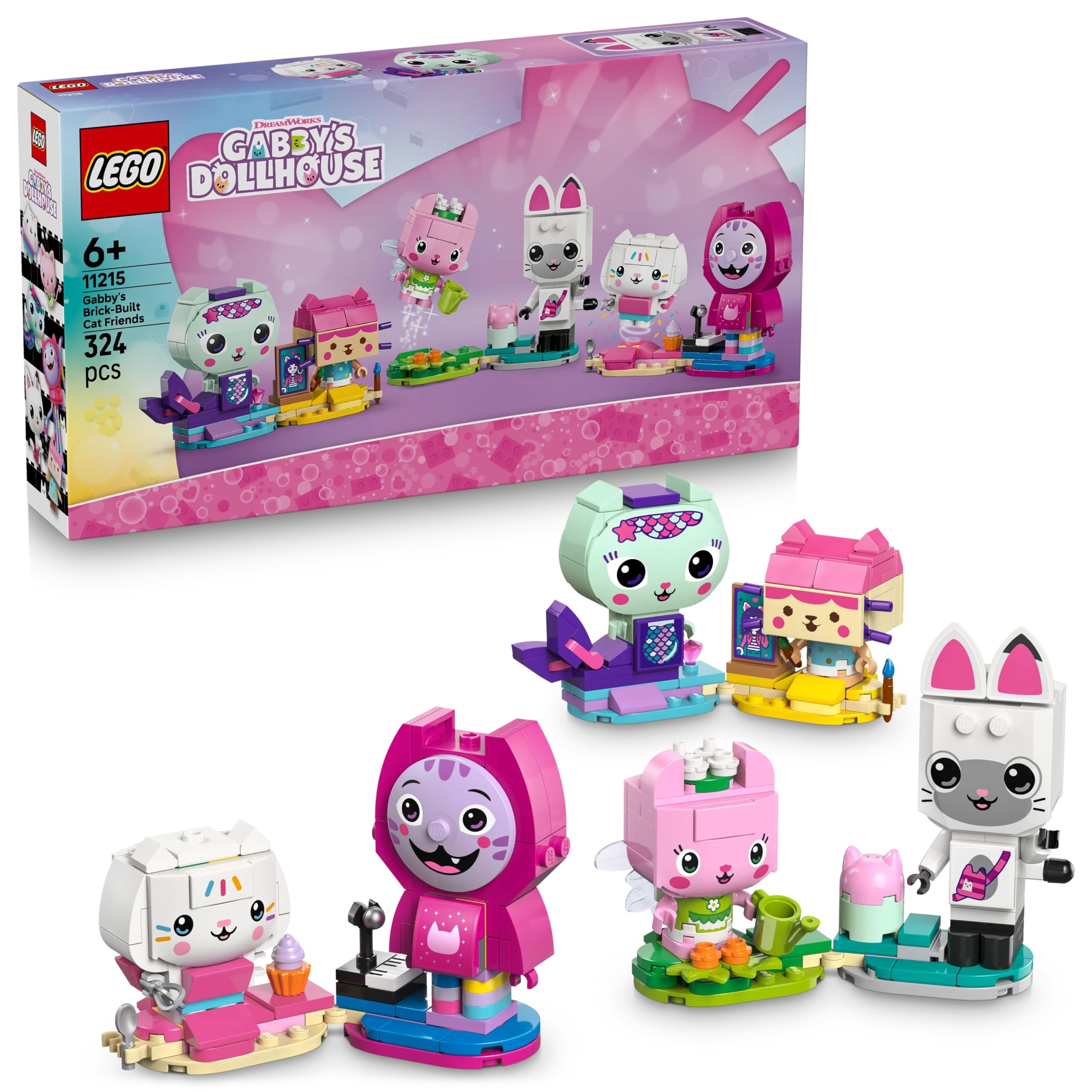 LEGO Gabby’s Dollhouse Gabby’s Brick-Built Cat Friends Building Set for Ages 6+ | Model 11215 1