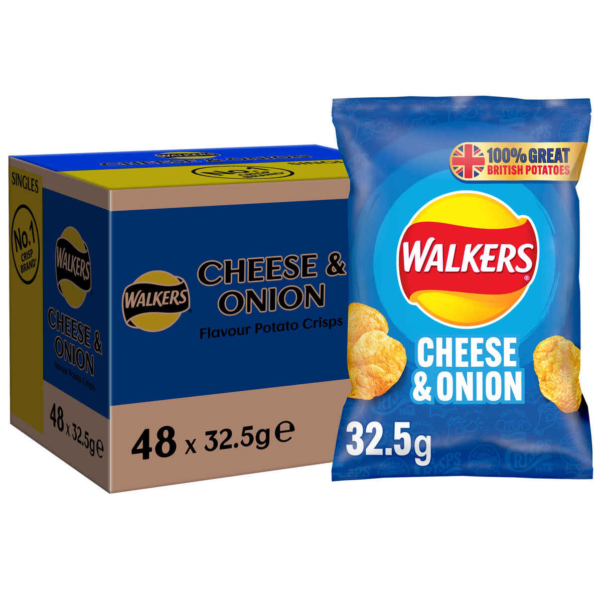 Walkers Cheese and Onion Crisps - 48 x 32.5 g