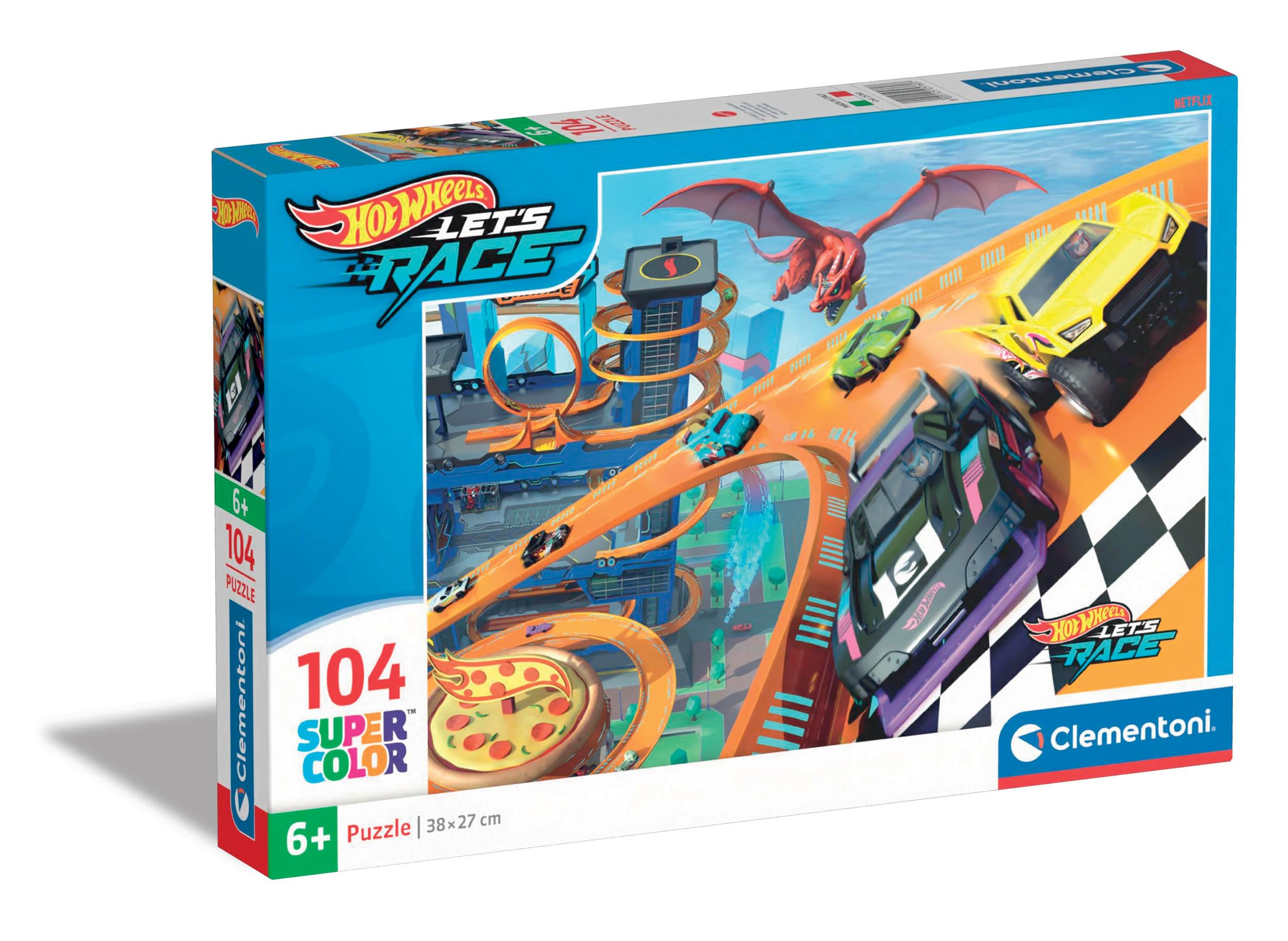 Clementoni Hotwheels 104-Piece Jigsaw Puzzle - Educational Kids Puzzle for Ages 6-8