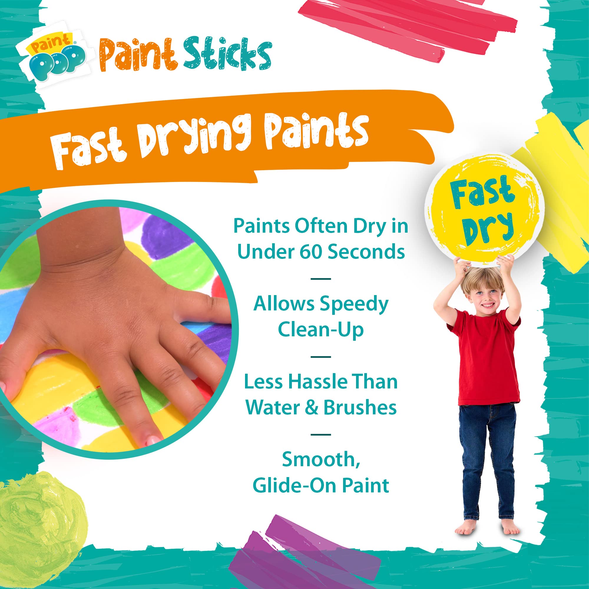 Paint Pop Paint Sticks - 20 Pack Assorted Colours | Mess-Free, Fast Drying, Twist & Paint Action 3
