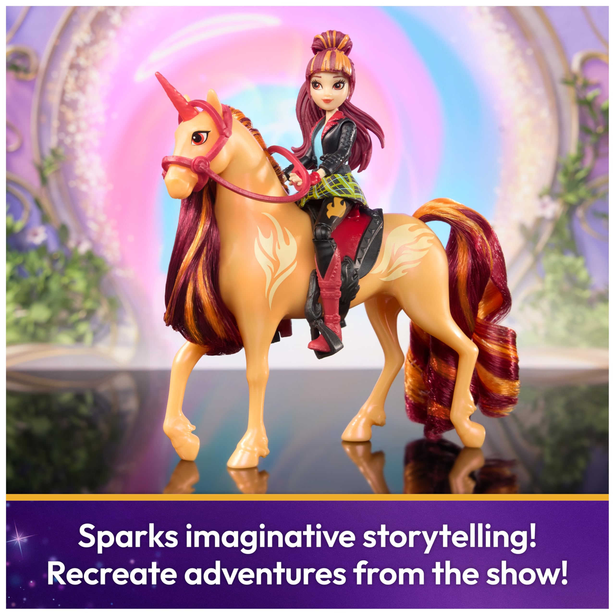 Unicorn Academy Valentina & Cinder Playset with 2 Riding Accessories and Hair Styling Tool | Ages 4+ 5