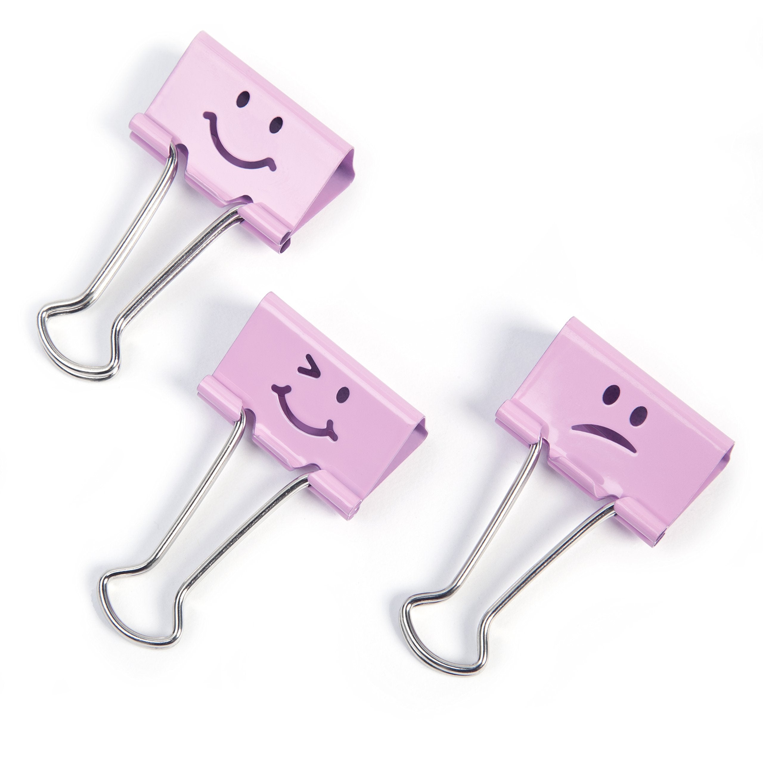 RAPESCO Fold-Back Binder Clips - 1-1/4-Inch, Assorted Emojis, Candy Pink, Box of 20 2