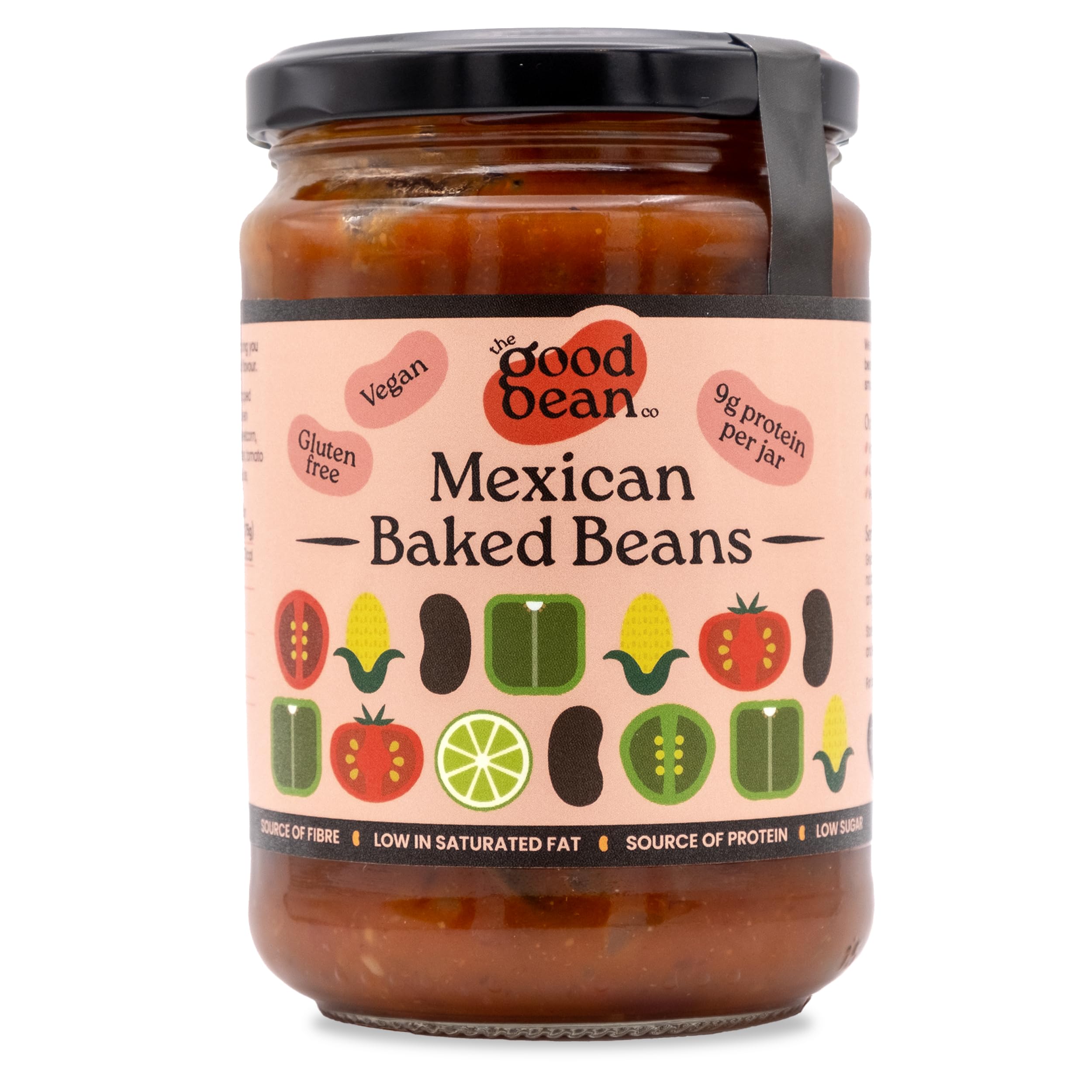 The Good Bean Co Mexican Baked Beans 350g - Spicy Black Beans in Smoky Chilli Sauce 1