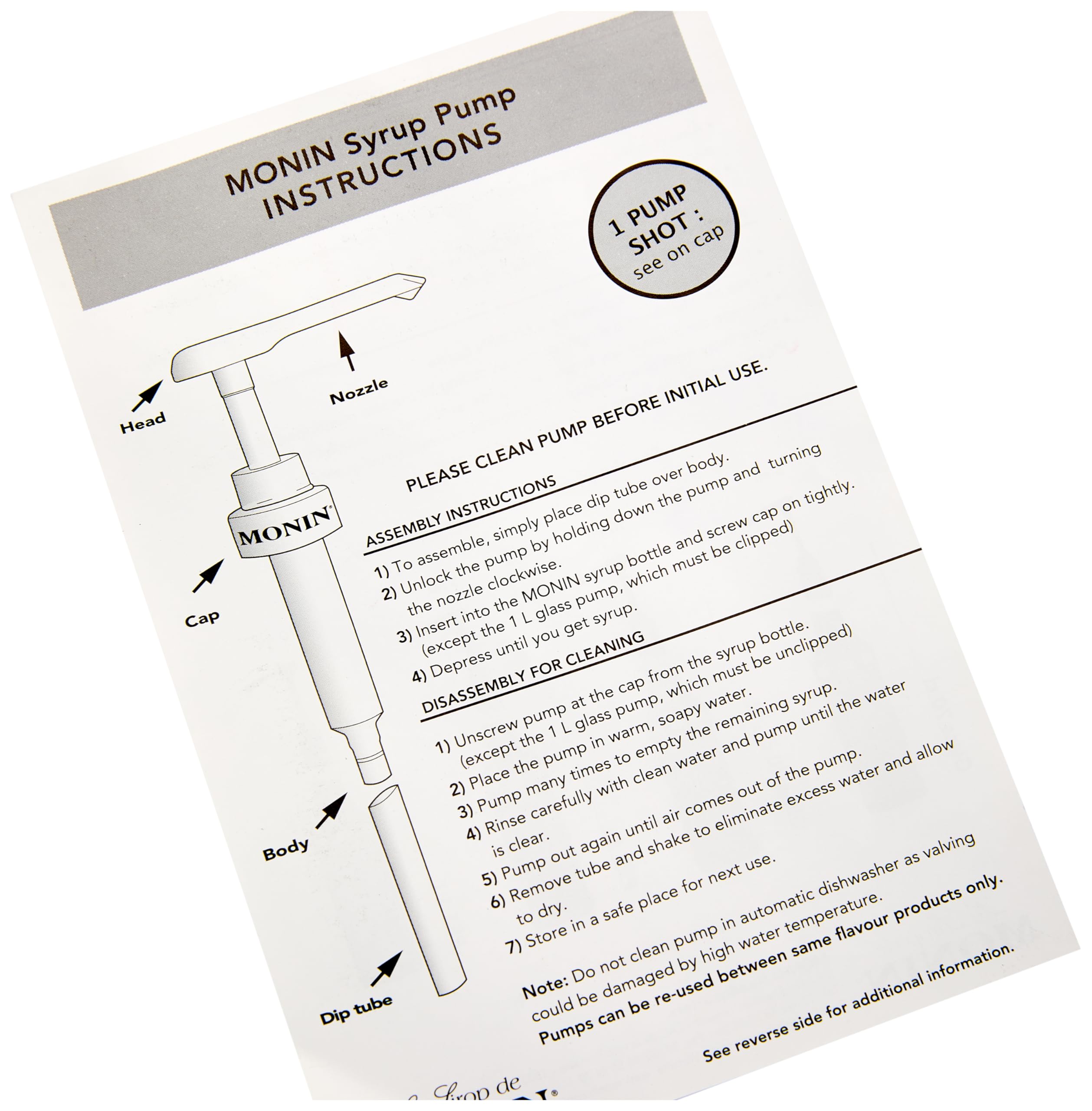 MONIN 10ml Portion Pump for 1L PET and 25cl Syrup Bottles 3