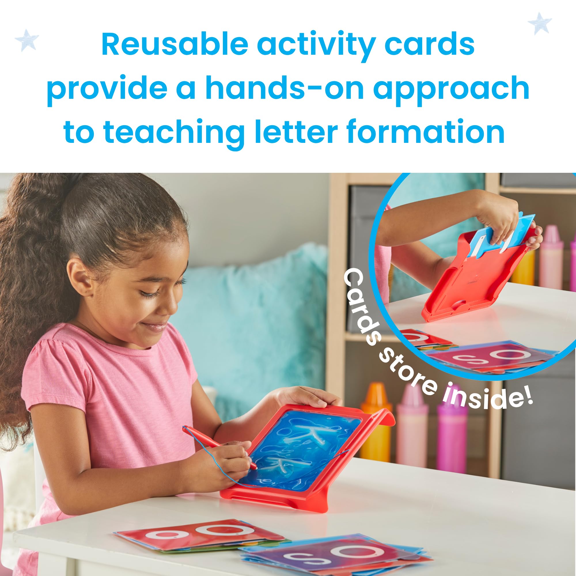 hand2mind Letter Tracing Sensory Pad - Mess-Free Gel Writing for Kids 3-5 | Includes 16 Double-Sided Cards 4