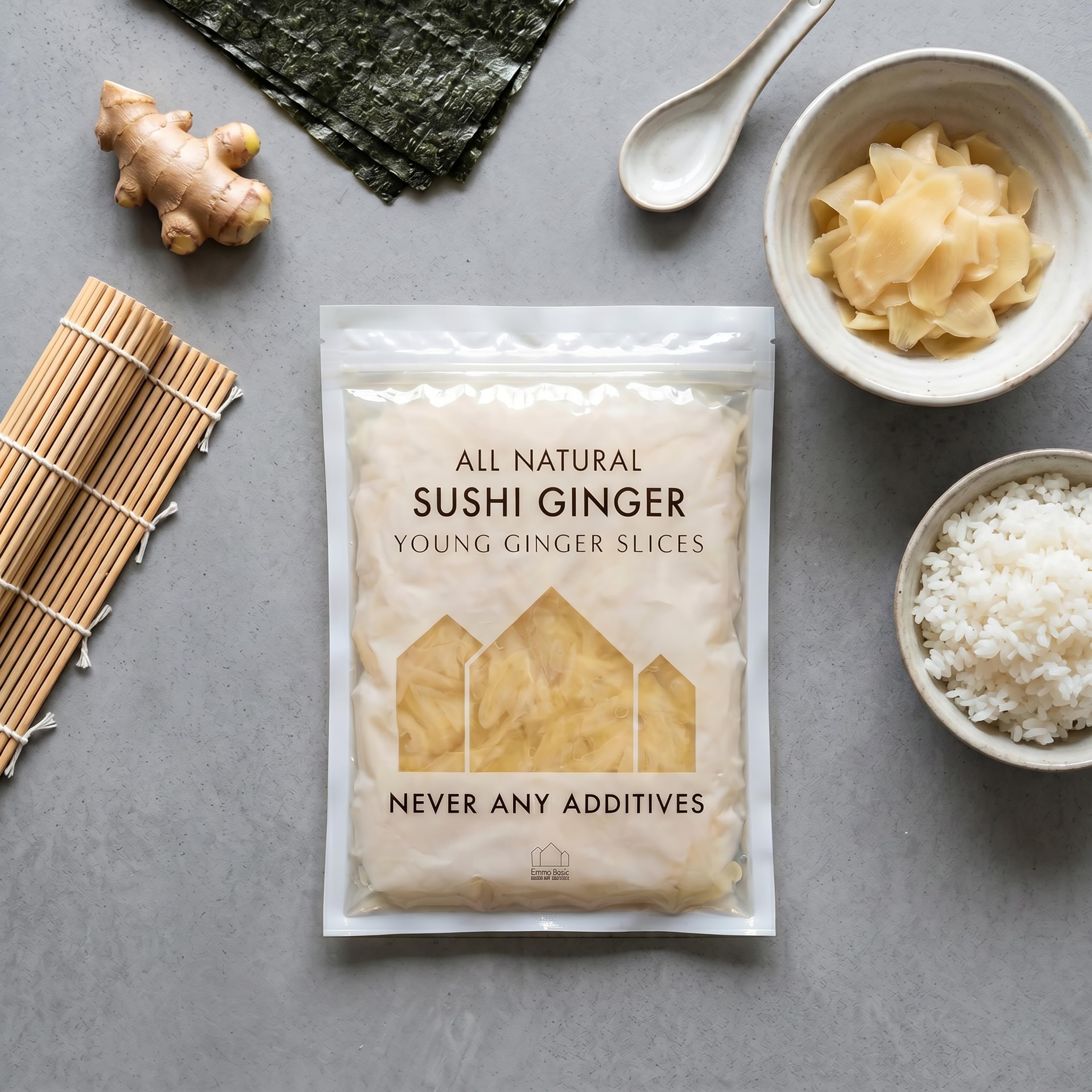Emma Basic Sushi Ginger - 1Kg Bag | Sliced Young Ginger | Vegan, Gluten-Free 5