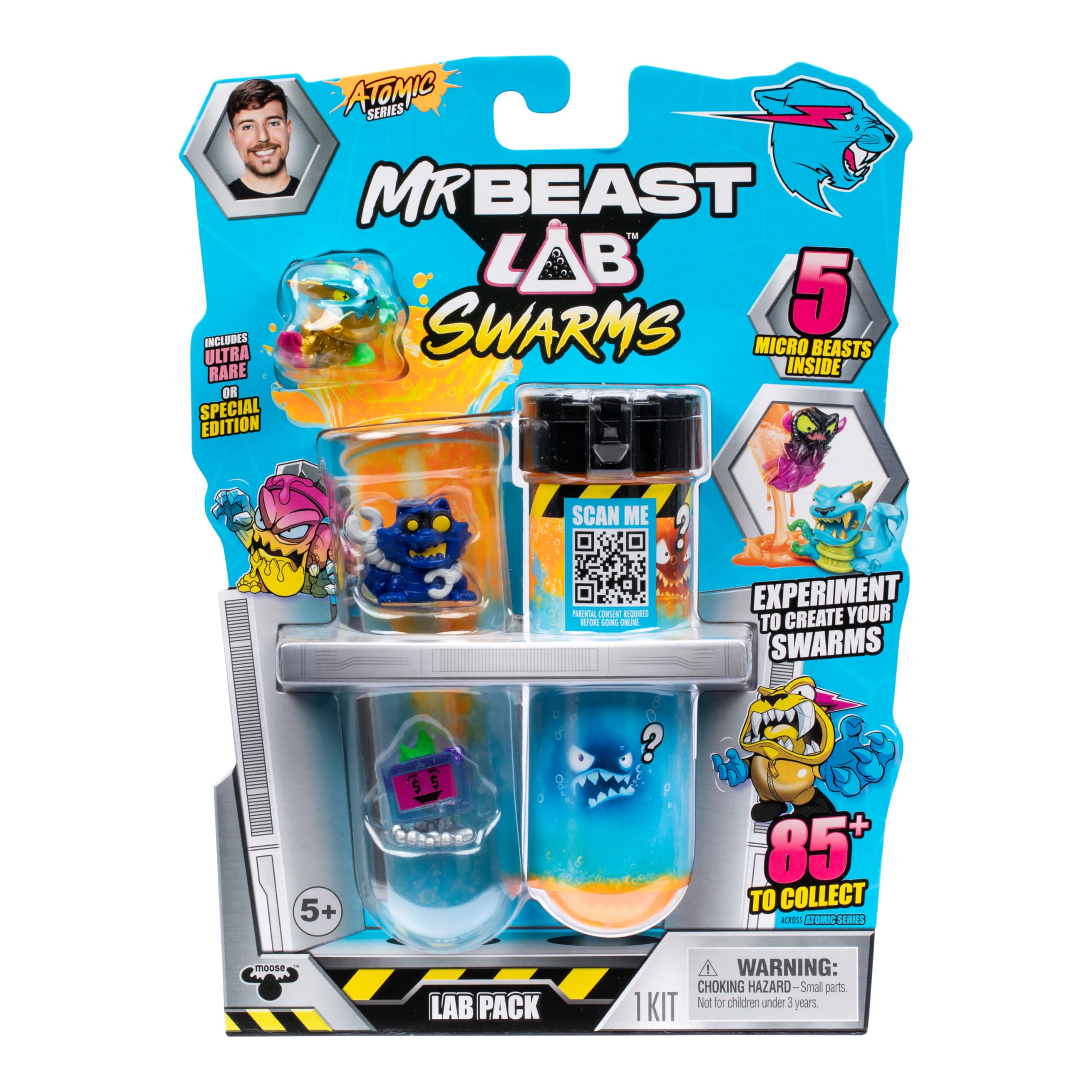 MRBEAST LAB Swarms Atomic Series Lab Pack Playset | Collect 5 Micro Beasts | Ages 6+