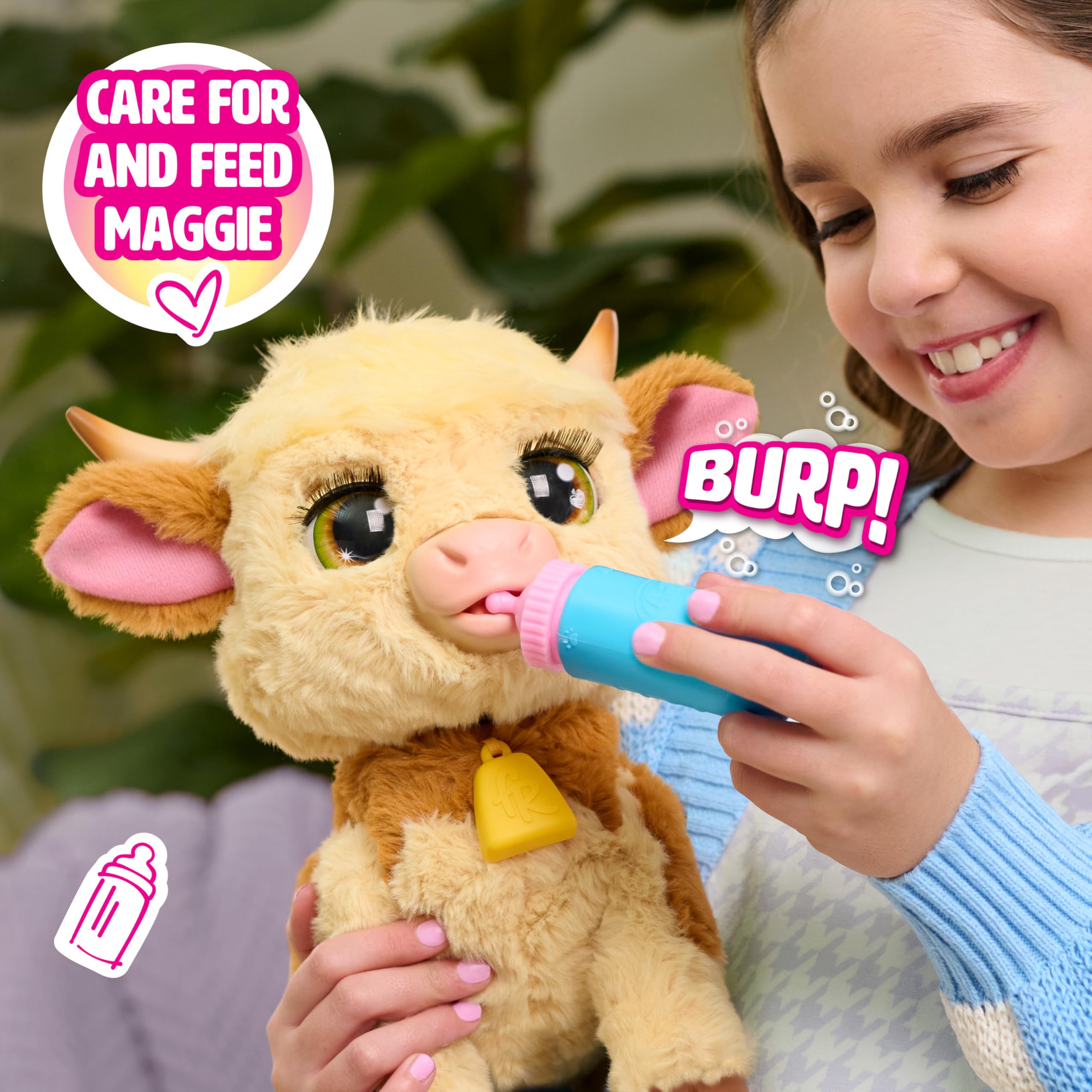 furReal Maggie the Feed & Follow Cow - Interactive Plush Toy for Ages 4+