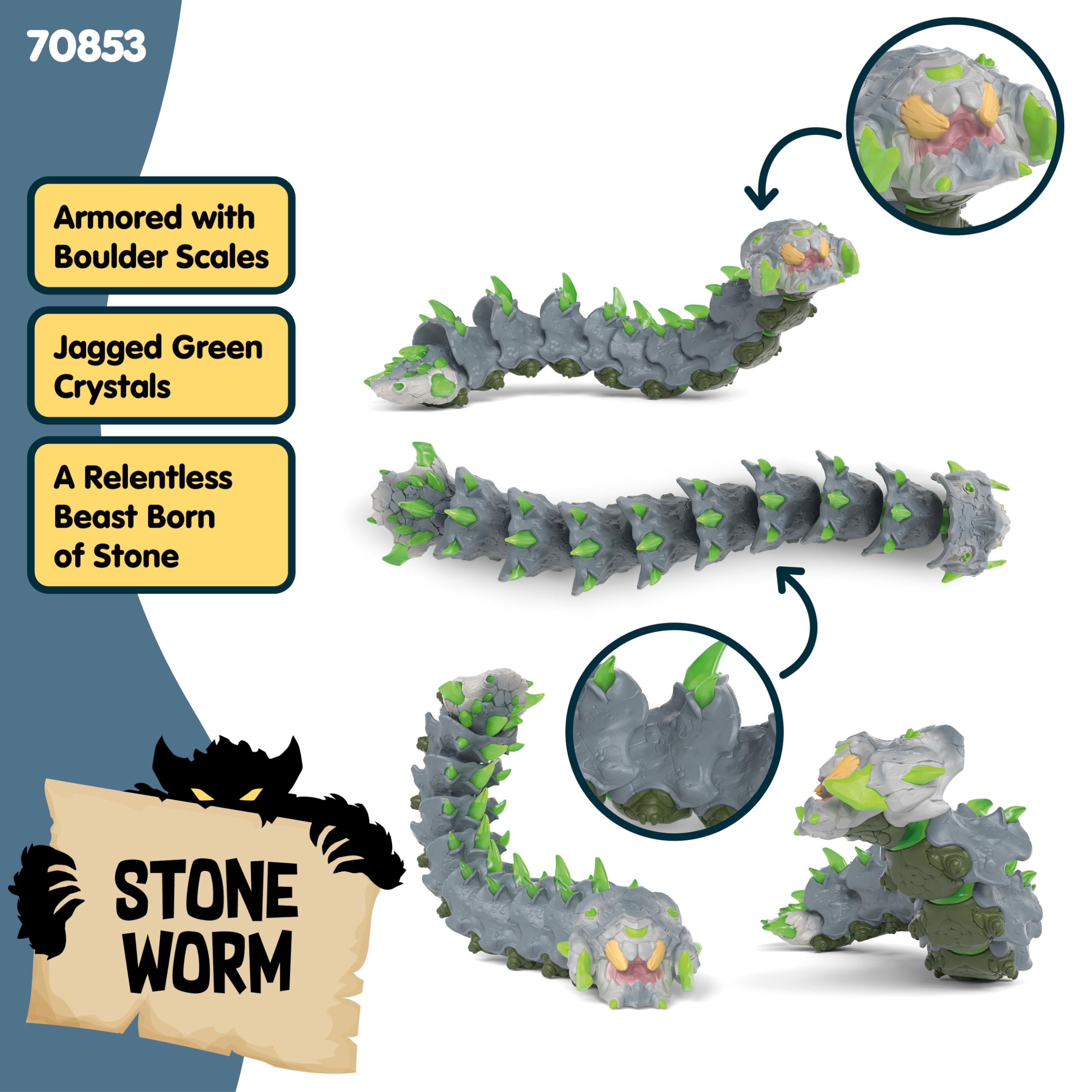 SCHLEICH Eldrador Creatures Stone Worm - 11" Movable Action Figure for Kids 7-12 4