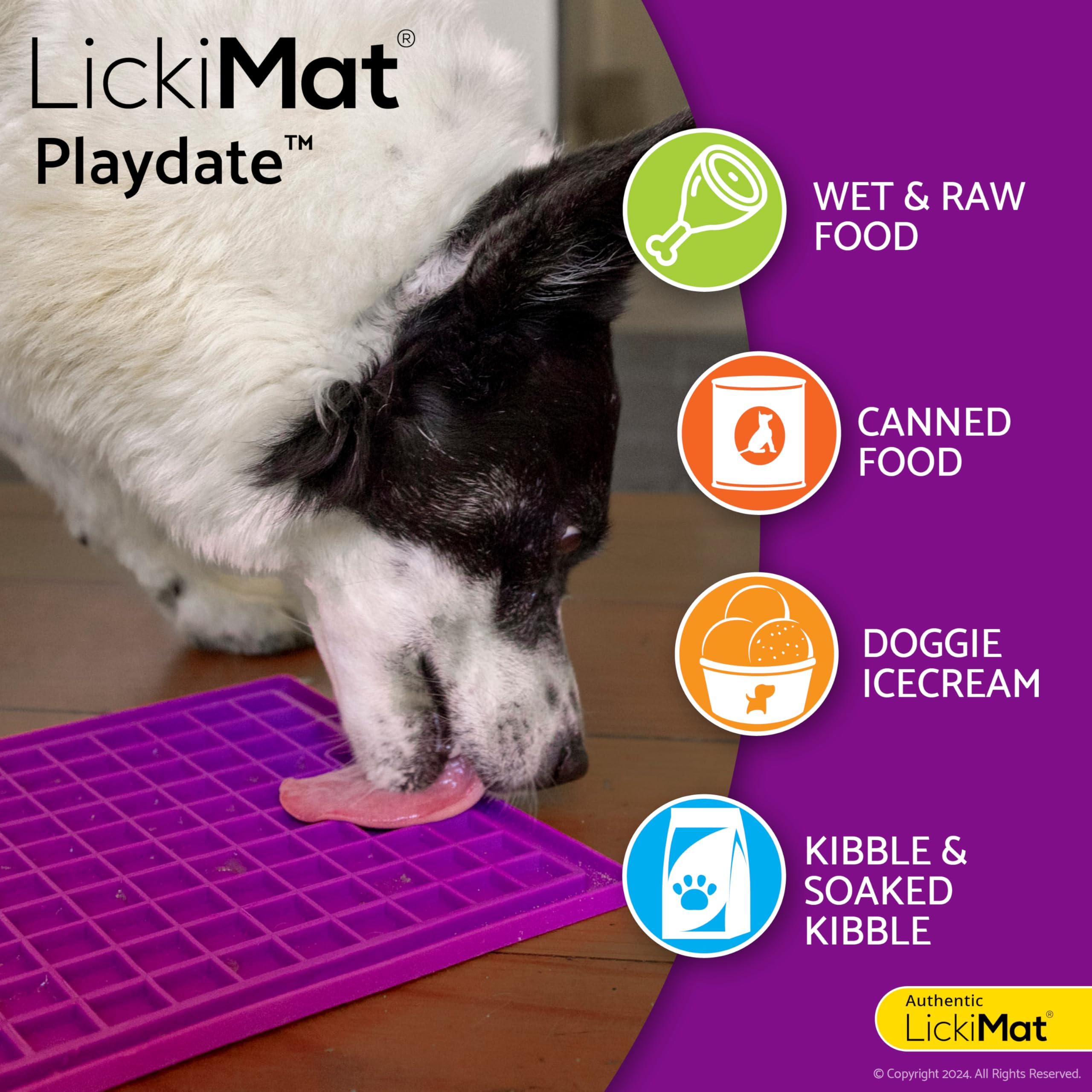 LICKIMAT Classic Playdate Dog Feeding Mat - Reduces Anxiety & Boredom | Rubber | 230x200x9mm 4