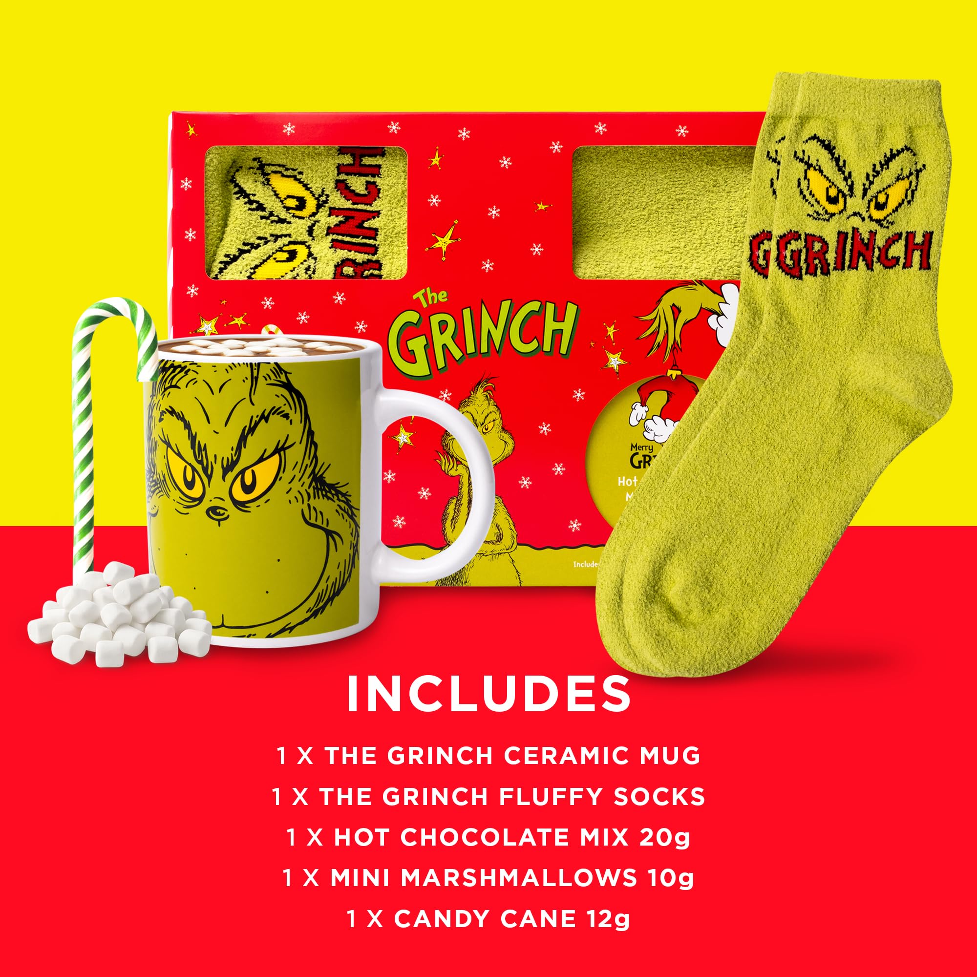 Grinch Hot Chocolate Gift Set with Mug and Socks - Hot Chocolate & Marshmallows 10