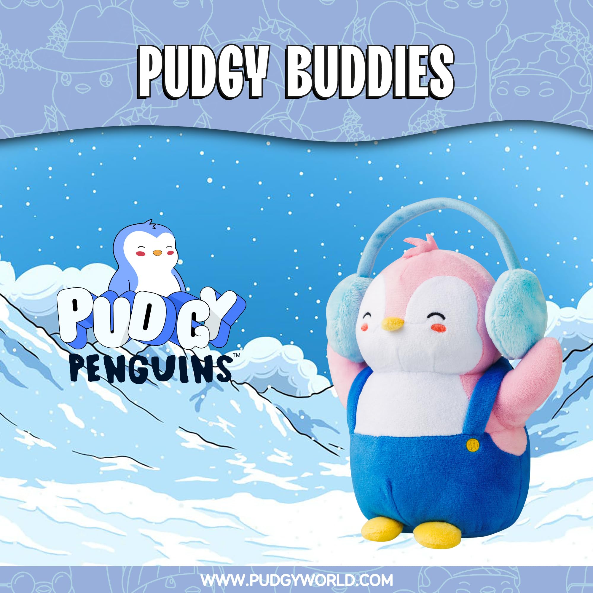 Pudgy Penguins Plush Buddy with Earmuffs - 20cm Soft Stuffed Animal Toy 9