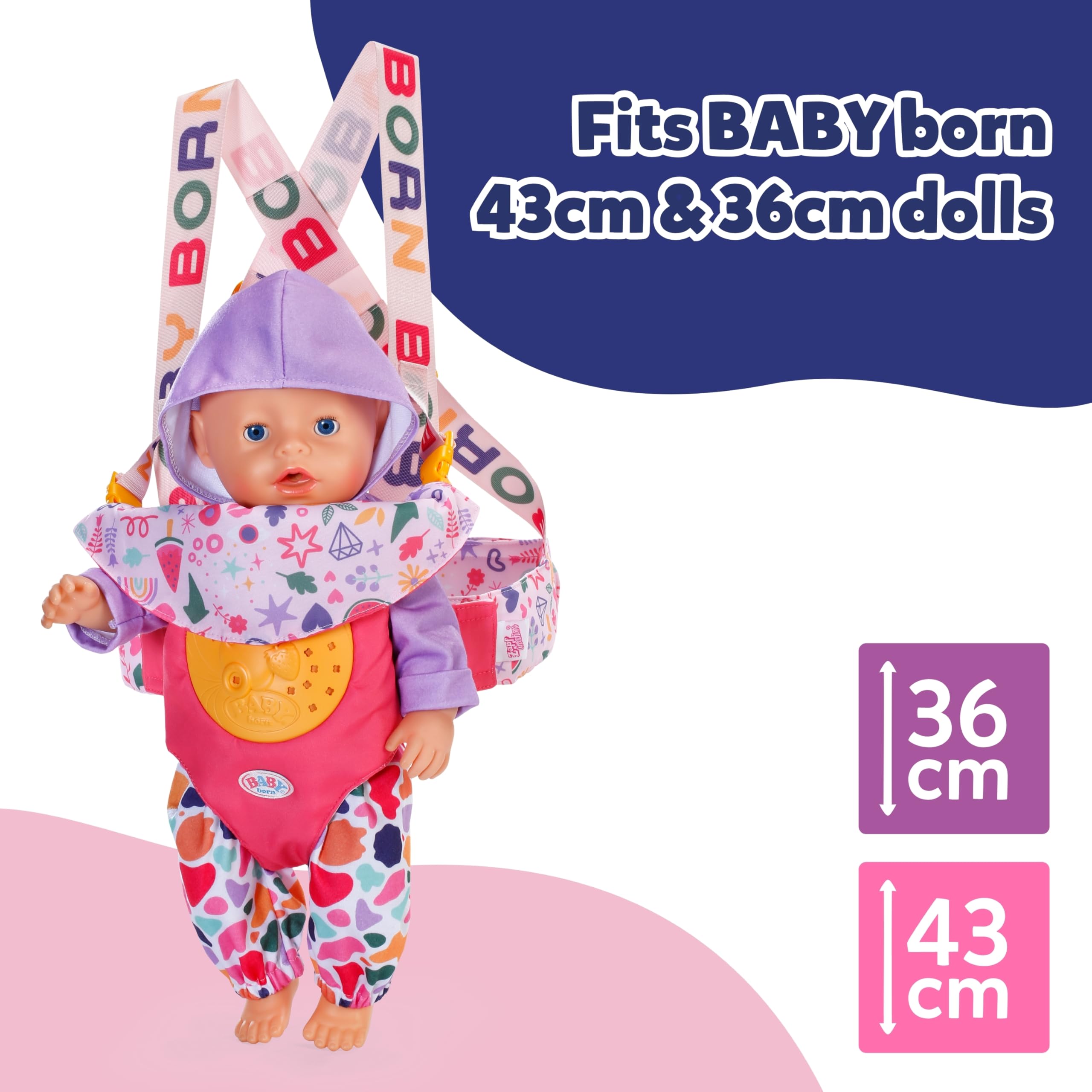 BABY born Baby Carrier Pin-Play - Adjustable Harness, Customizable Design | Pink 5
