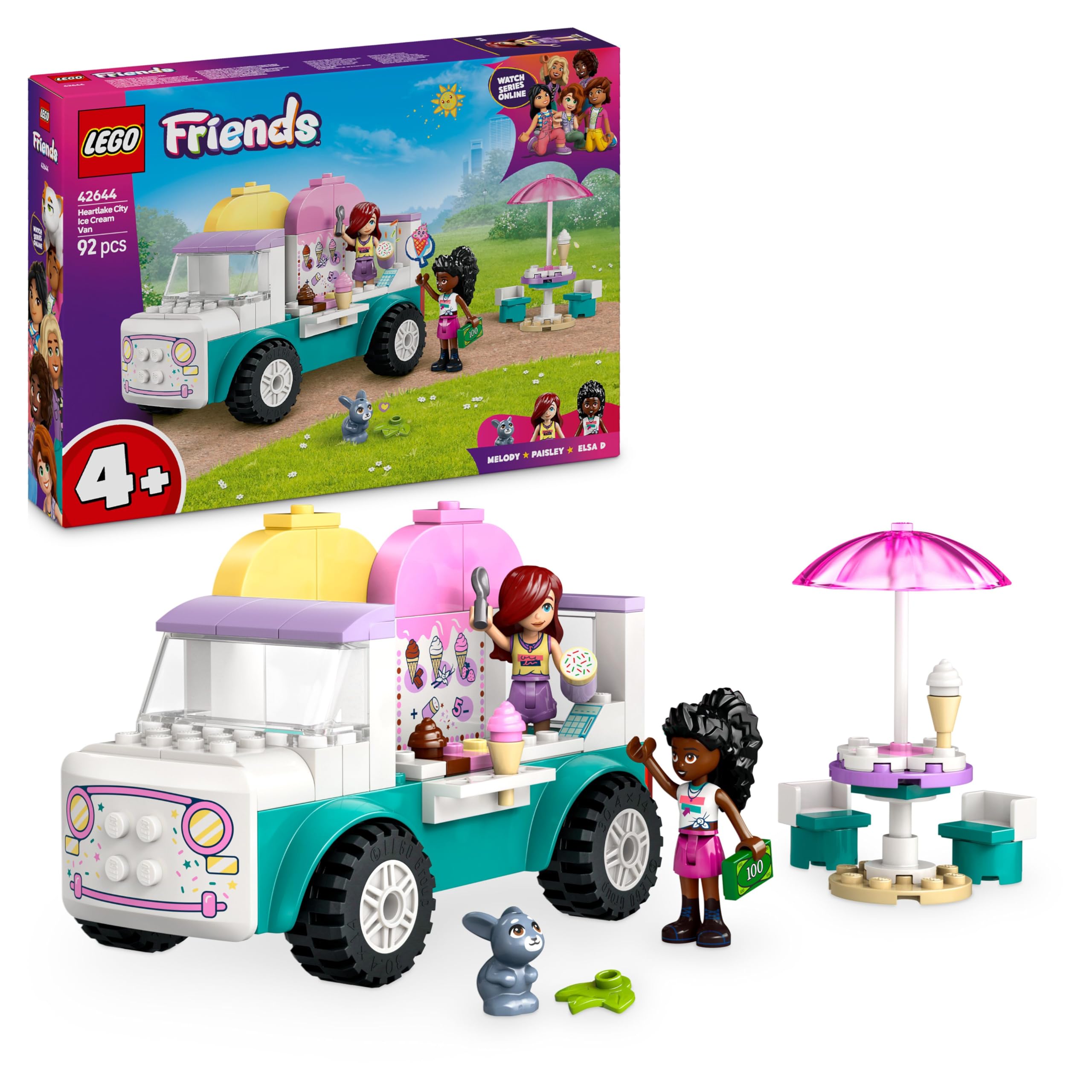 LEGO Friends Heartlake City Ice Cream Van Toy 42644 | Ages 4+ | Includes 2 Minidolls & Bunny 1