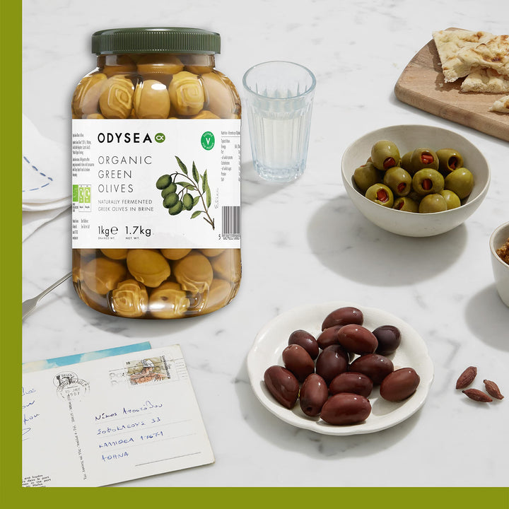 Odysea Organic Green Olives in Brine (1kg)