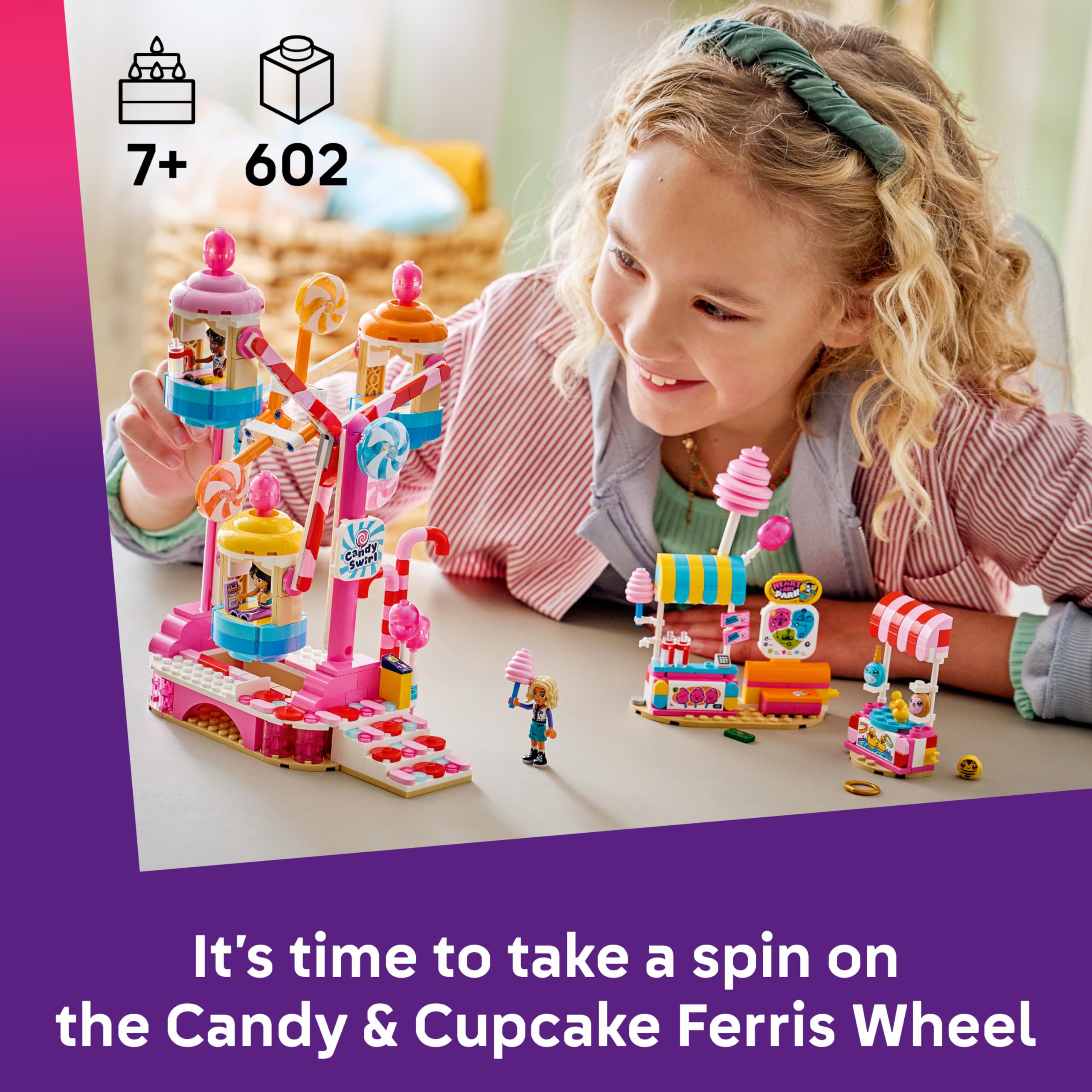 LEGO Friends Candy & Cupcake Ferris Wheel Building Set - Ages 7+ | 3 Minidolls | Interactive Carnival Game 2