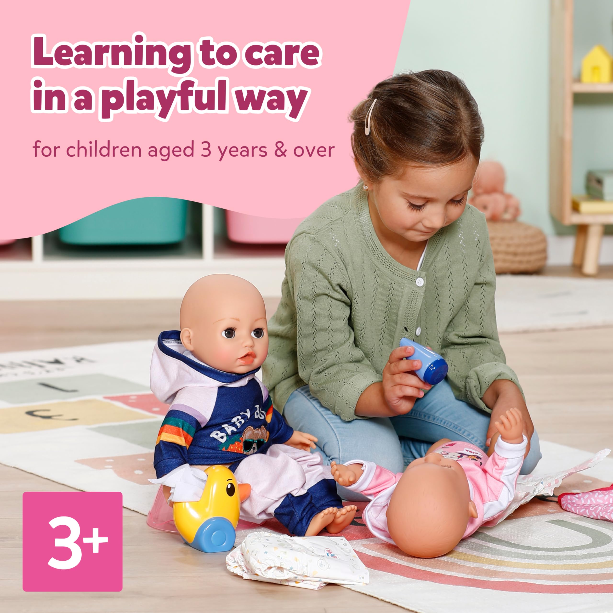 BABY born Potty Set - Includes Diapers, Cream Jar & Duck Berta Tissue Dispenser | Pink Plastic 4