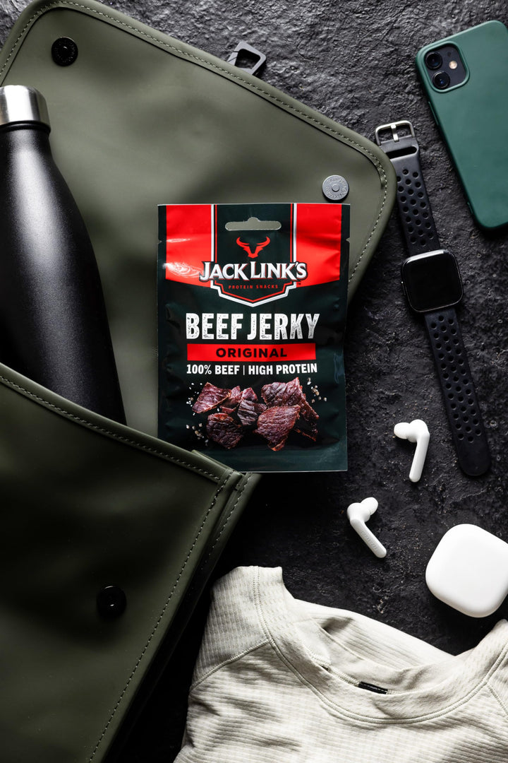 Jack Link's Beef Jerky Original, Box of 12 x 40 g, High Protein Dried Meat Snack