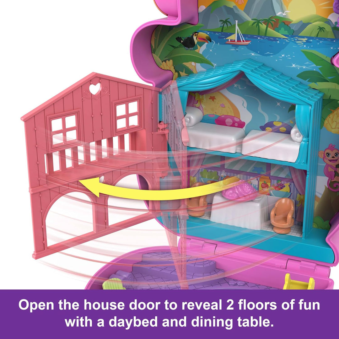 Polly Pocket Momma Monkey & Baby Playset - 2-in-1 Jungle Adventure with 14 Pieces