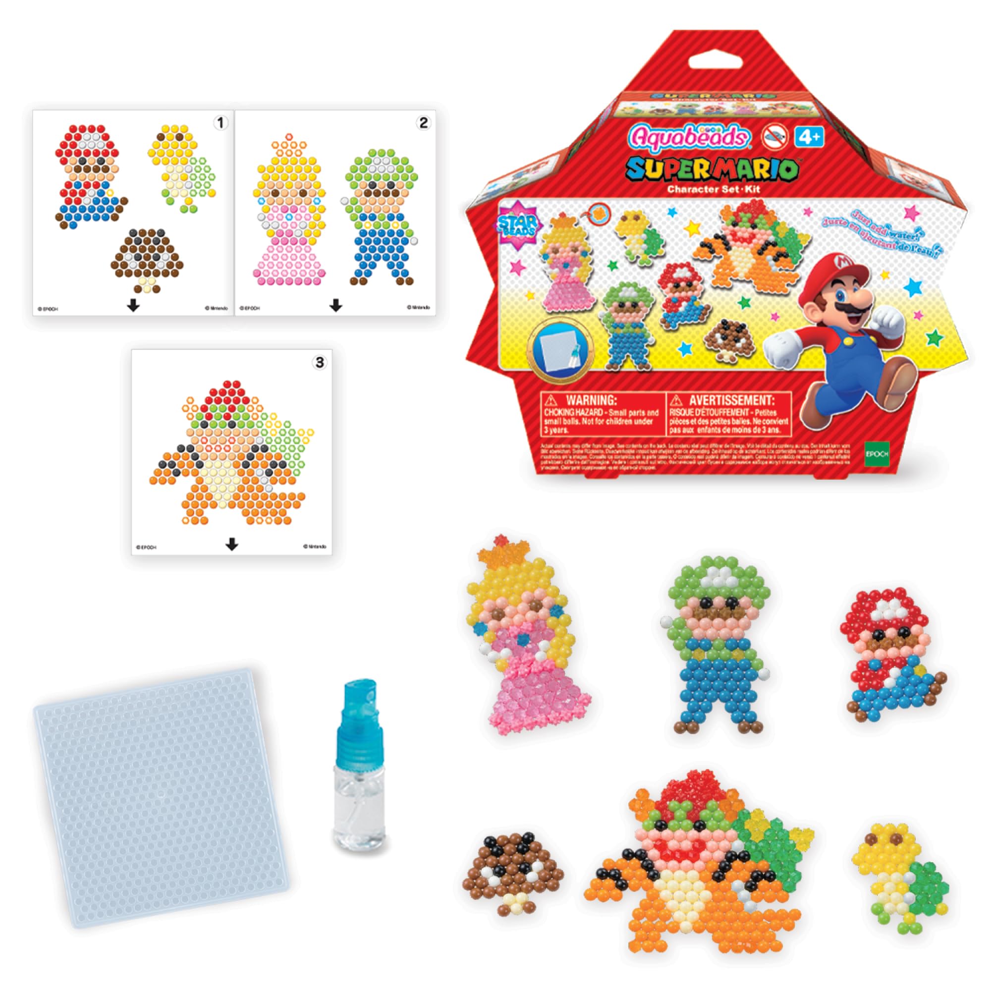 Aquabeads Super Mario Character Set Jewellery Making & Bead Kit | 690+ Beads, 22 Colors | Ages 4+ 1