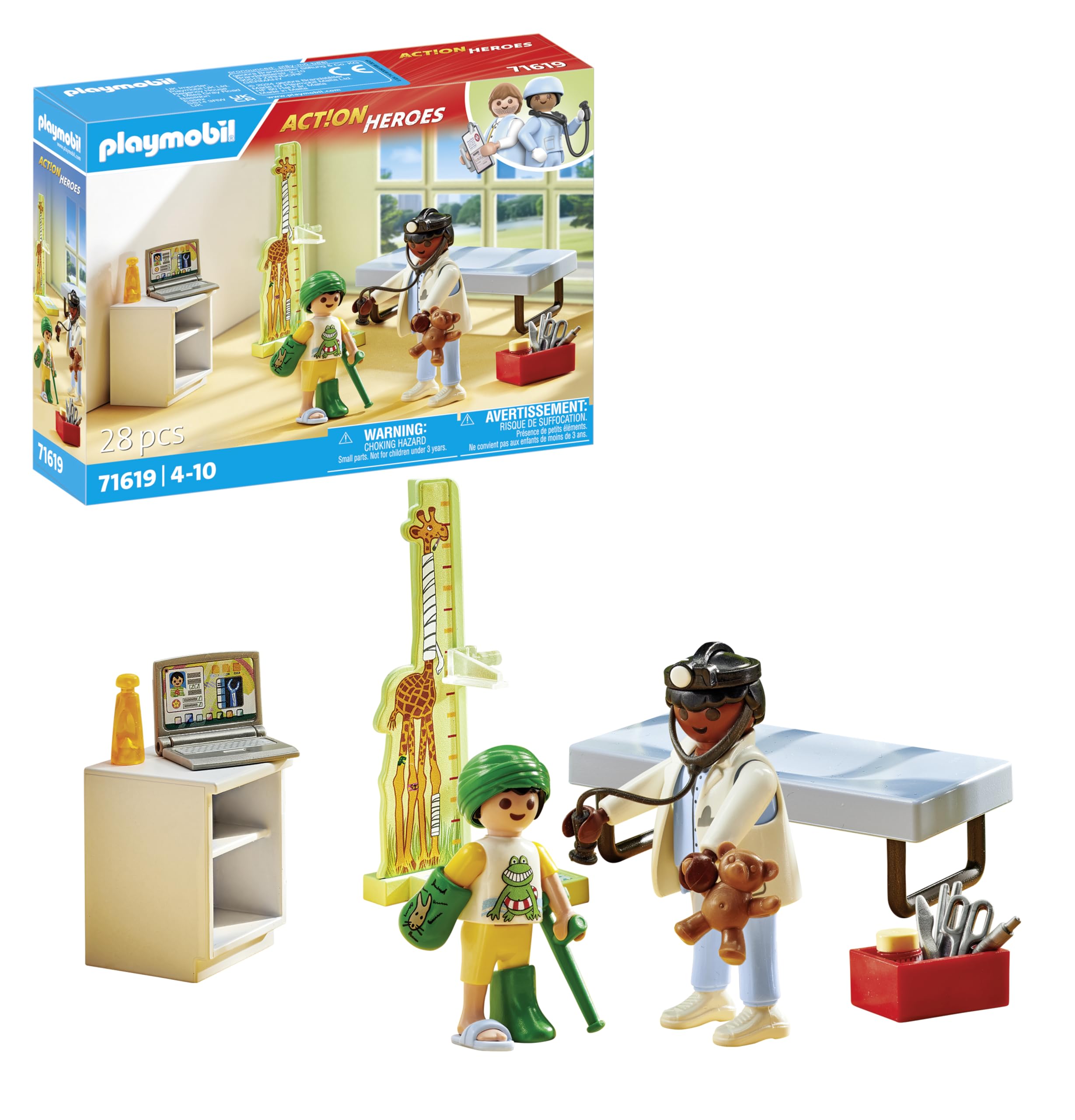 Playmobil 71619 Action Heroes Pediatrician Playset - Medical Role Play for Kids 4+