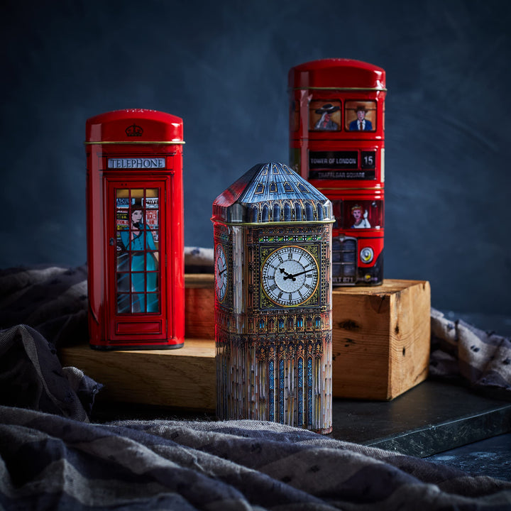 New English Teas Traditional English Tea Triple Tin Gift Set - Big Ben, London Bus & Red Phone Box