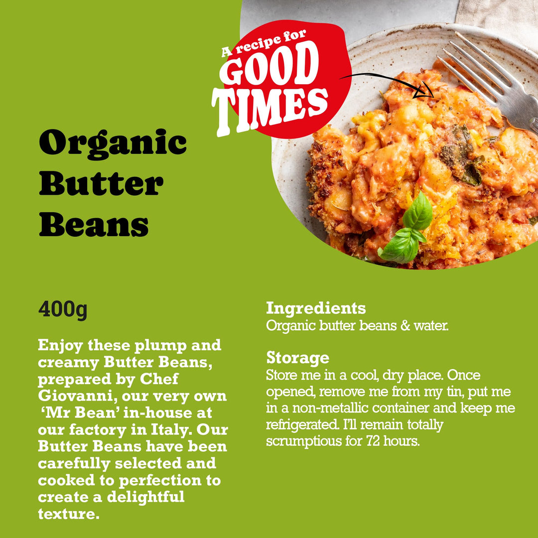 Mr Organic Butter Beans 400g - Organic, Vegan, Gluten-Free, Non-GMO