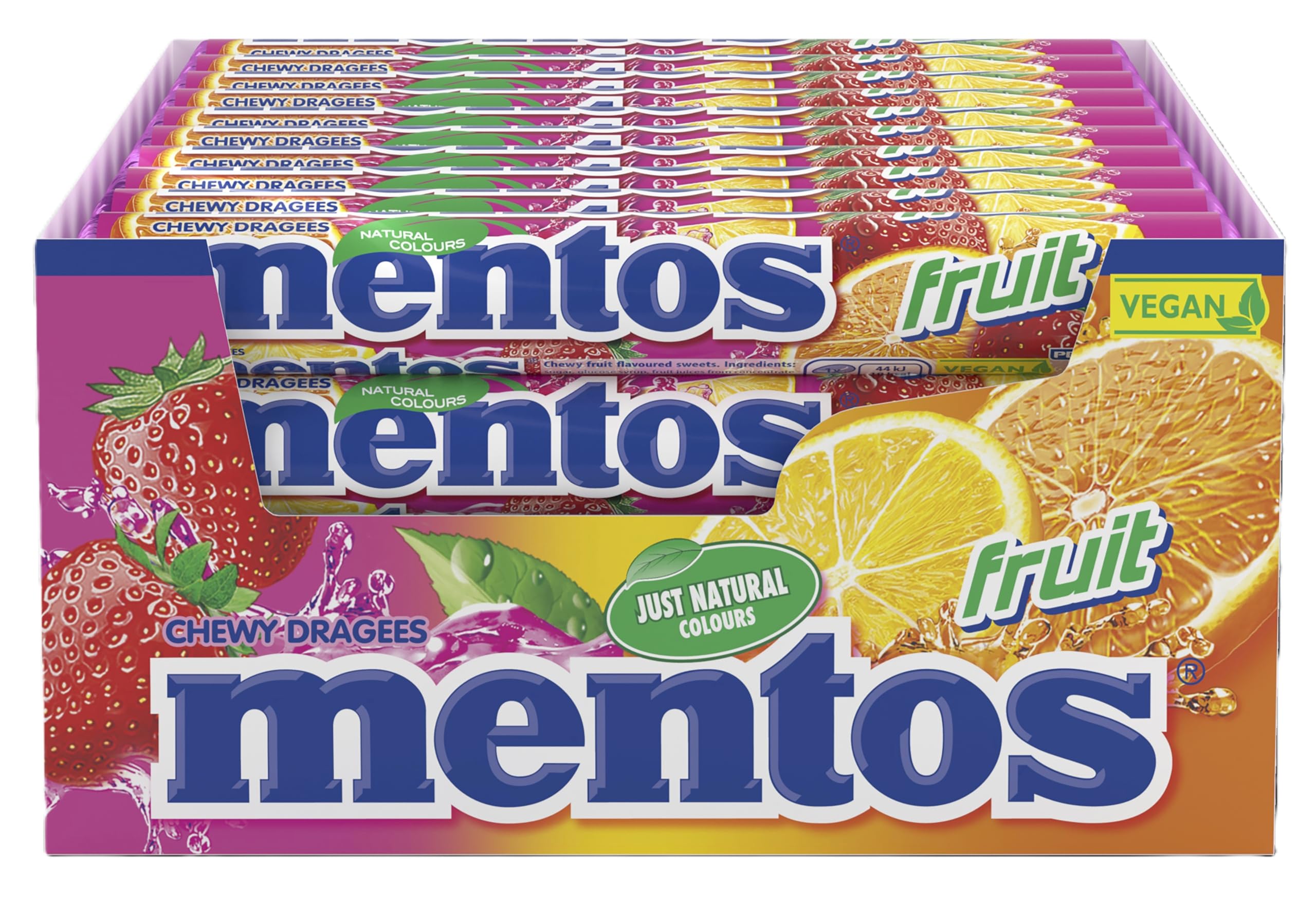 MENTOS Fruit Flavour Soft Mints - Crisp Outer Shell and Soft Centre | 40 Rolls | 940g Bulk Pack