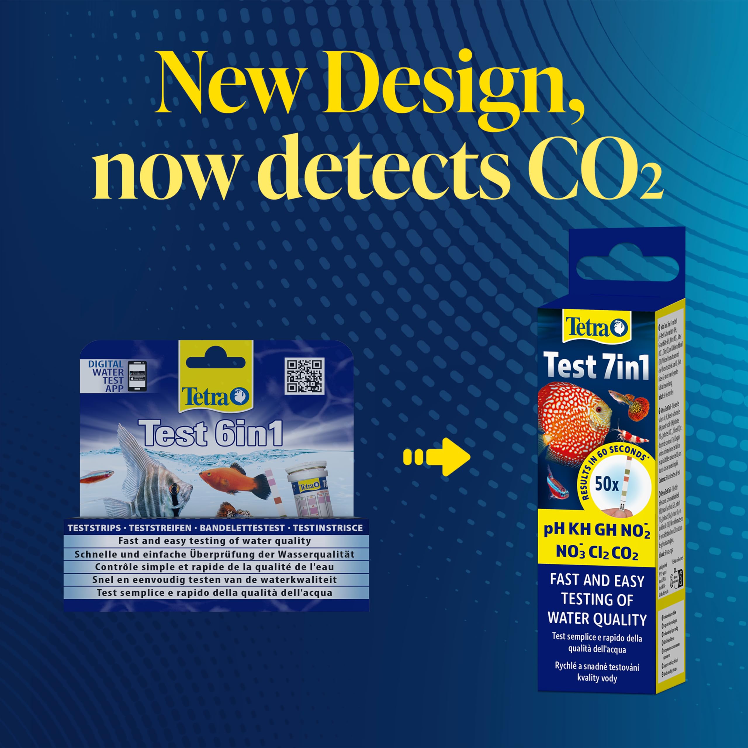 Tetra 7in1 Aquarium Water Testing Kit - Measures pH, GH, KH, NO2, NO3, Cl2, CO2
