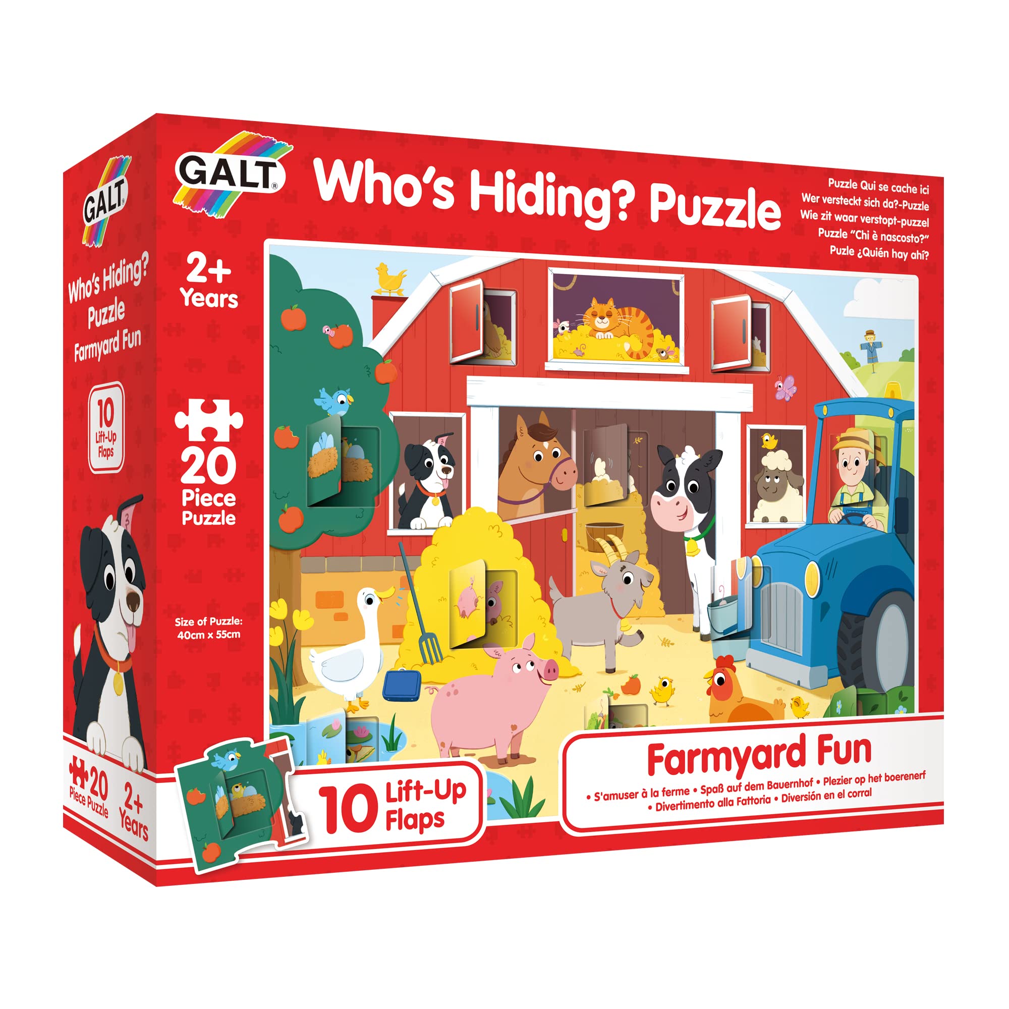 Galt Who's Hiding? Puzzle - Farmyard Fun 20-Piece Lift-the-Flap Puzzle for Toddlers 1