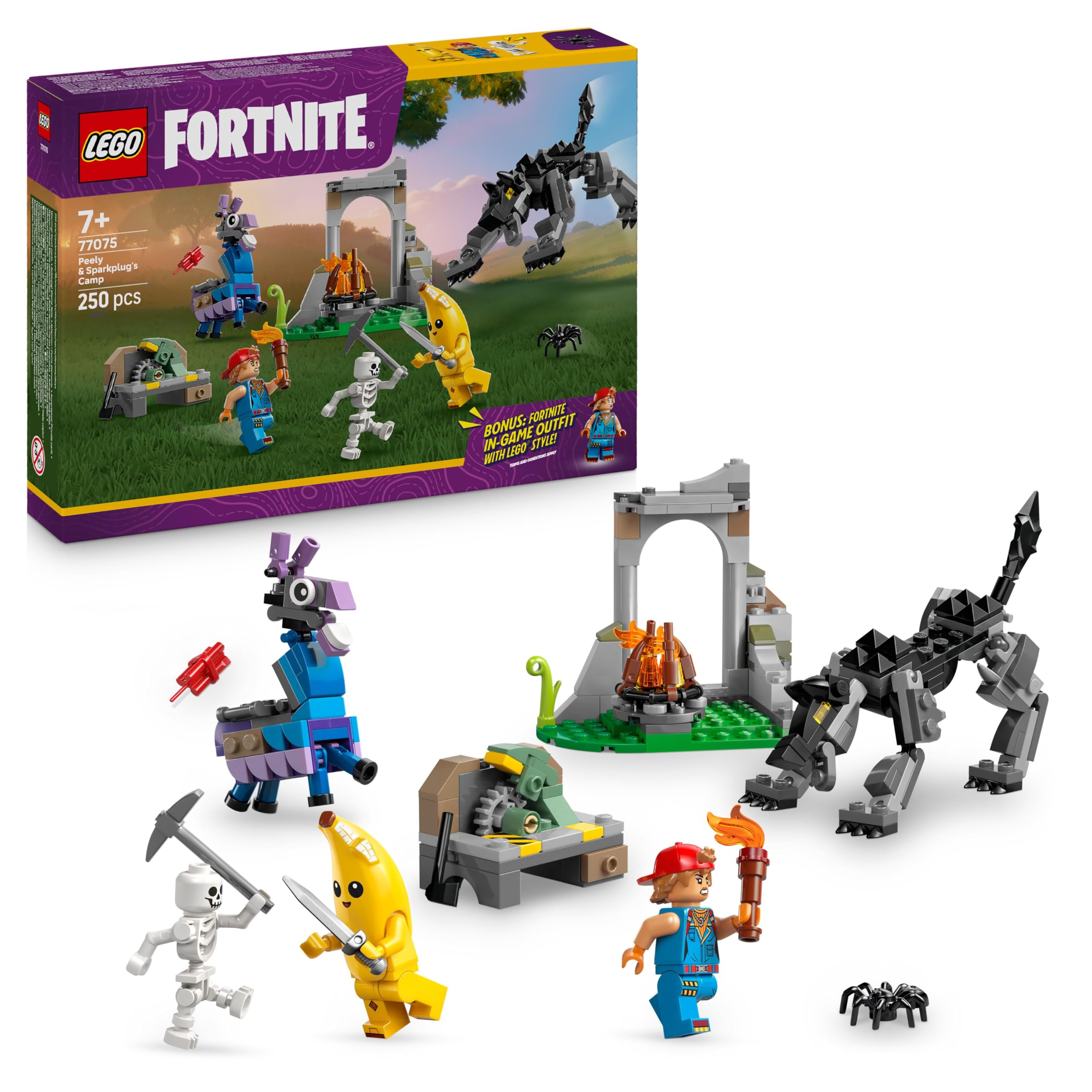 LEGO Fortnite Peely & Sparkplug’s Camp Playset - 250-Piece Building Set for Ages 7+ 1