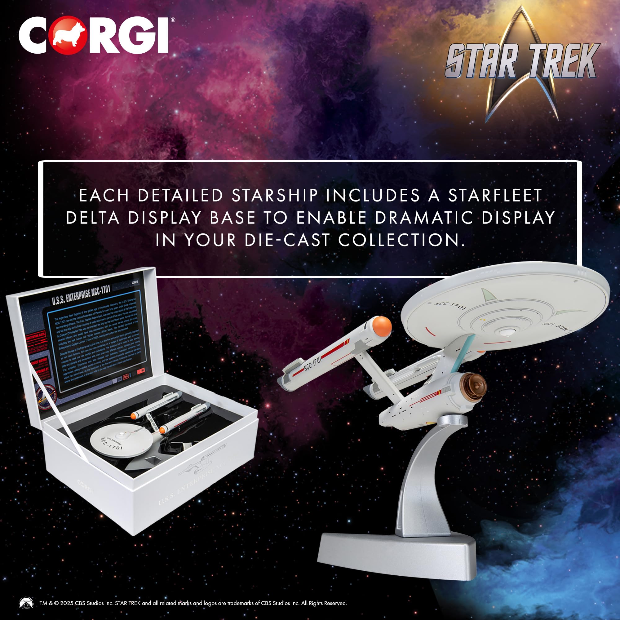 Corgi Diecast USS Enterprise NCC-1701 Star Trek Model - Collectible Spacecraft Toy for Adults