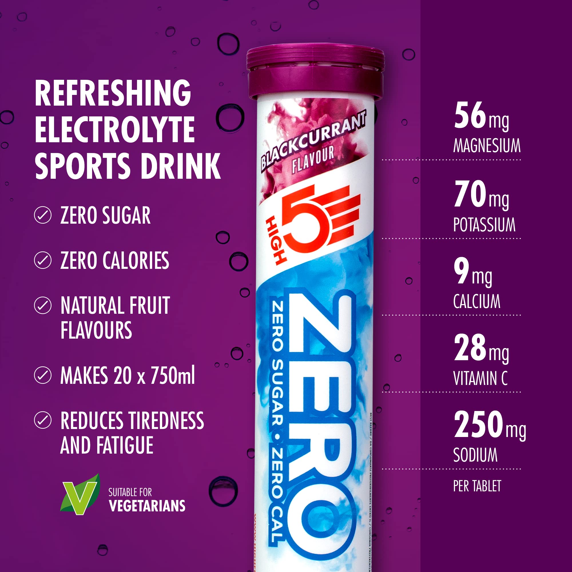 HIGH5 ZERO Electrolyte Tablets - Sugar-Free Hydration with Vitamin C | 20 Count Blackcurrant 2